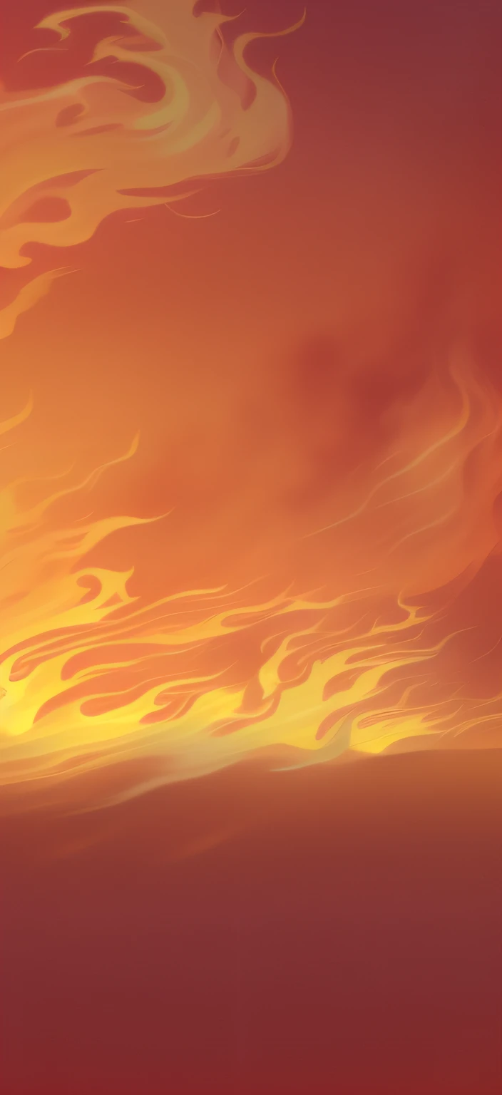 Anime scene of a man riding a horse in the sunset, Hellfire background, firey environment, background artwork, Hell background, Flames in the background, Burning battlefield background, Fiery background, arte de fundo, Flames in the background, fires in background, The background is on fire, background flames, fire from sky, fire background, low details. Digital painting, flaming background