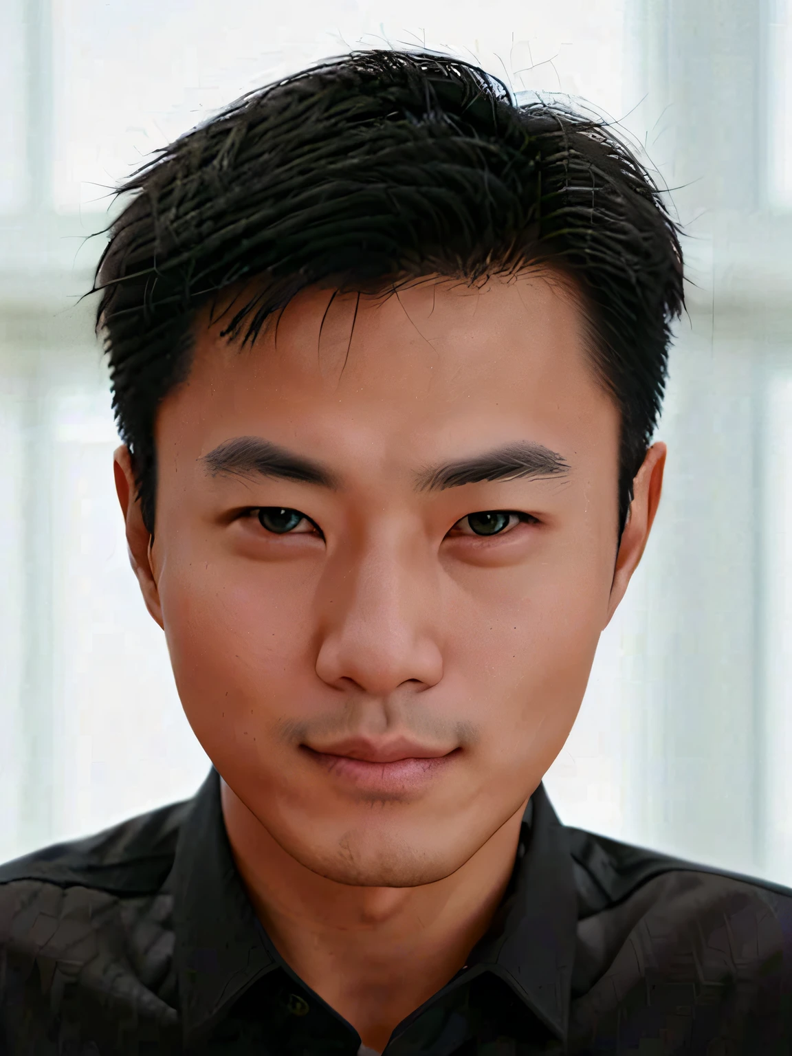 Allafard Asian man looking at camera in black shirt and tie, 2 , 2 8 years old old, 2 4 yearsears old, south with round facs old, 21 years old, yanjun cheng, Asian male, 3 old
