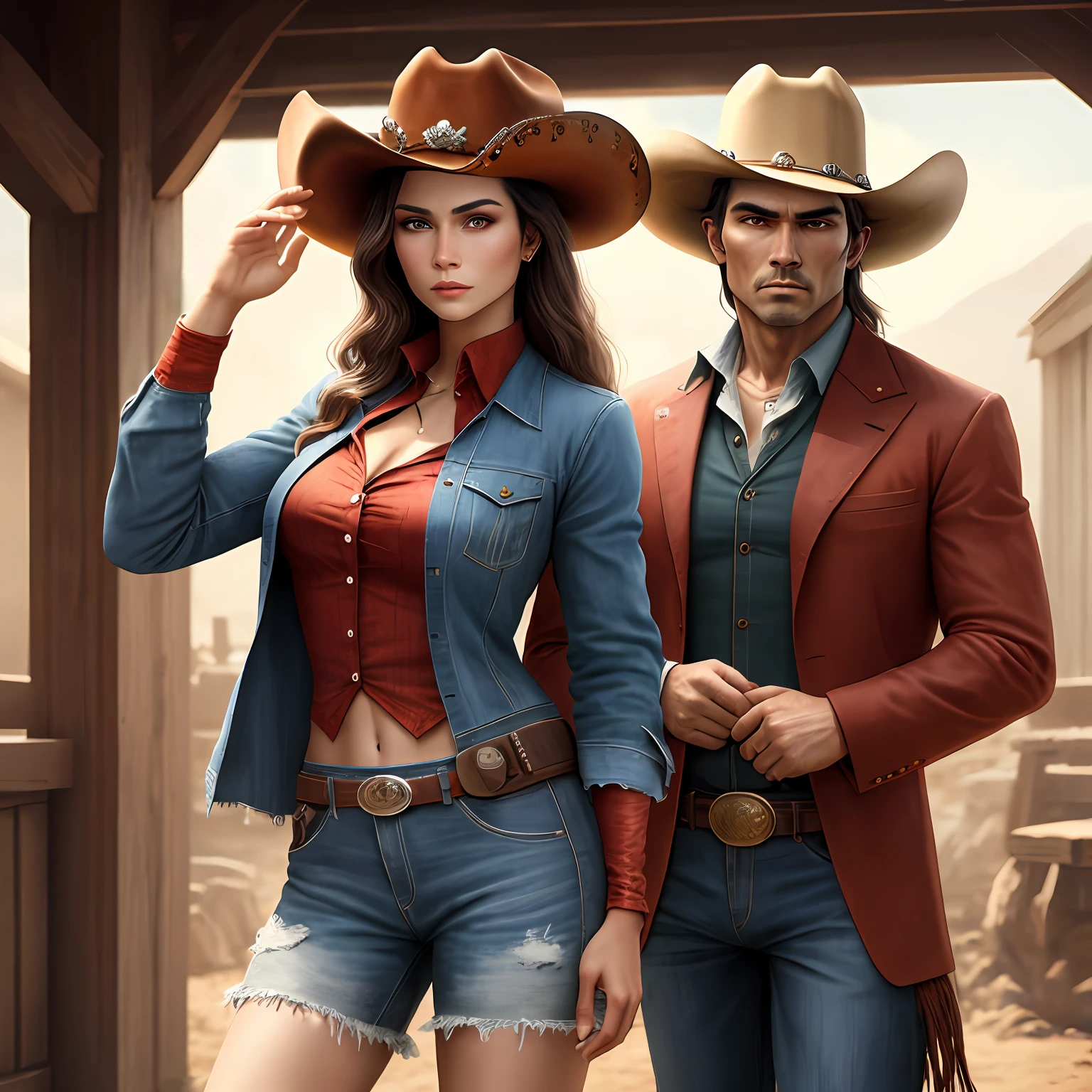 4k,Ultra photo realsisim,Western cowboy woman,Handsome cool cowgirl west,