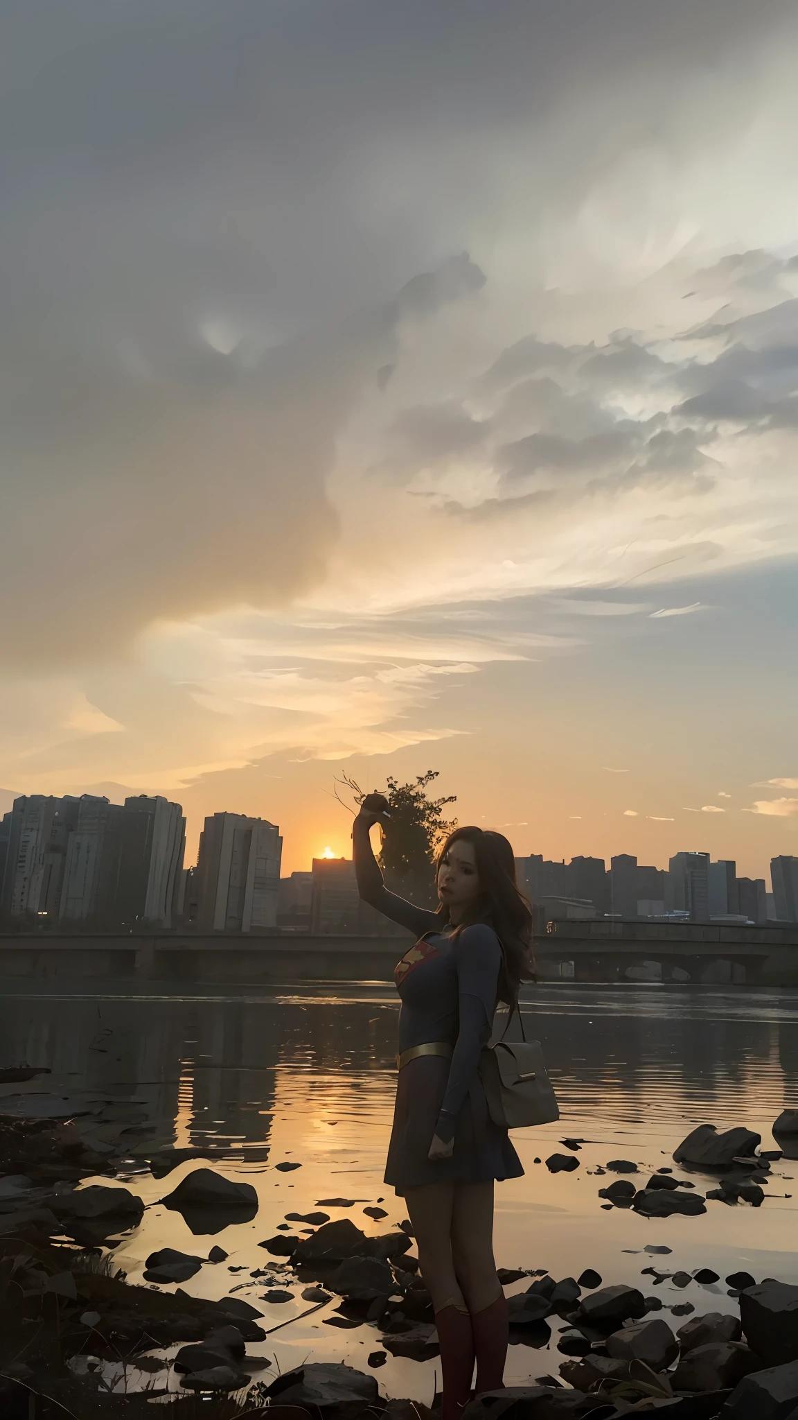 half-length,1girl,(Perfect figure,be tall and slim),solo,standing,(outdoor:1),sky,Focus on the face,Beautiful face,Detailed delicate young face,supergirl, (Super girl suit:1.5),Jumpsuit,(huge breasts,Big tits,Big breasts:1.3),thigh gap,camel toe
realistic style,vivid picture,masterpiece, (best quality:1.2),ultra-detailed,realistic,High definition,High quality,Cinematic Light,Ray tracing,ultra high res,UHD,(photorealistic:1.5),intricate details,detailed texture,finely detailed,High quality shadow