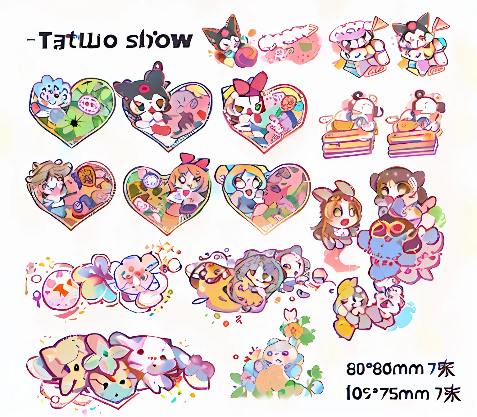 (Cute hand drawn cartoon art style closeup:1.3+Anime manga close-up)，"The whole cartoon" series，(Kulo magic makes stickers close-up:1.2)| (Hand drawn by the Star Kabi cartoon:1.2)，stickers illustrations,Small fresh white background, (Tattoo art style details),Cute tato style close-up,Exquisite details。