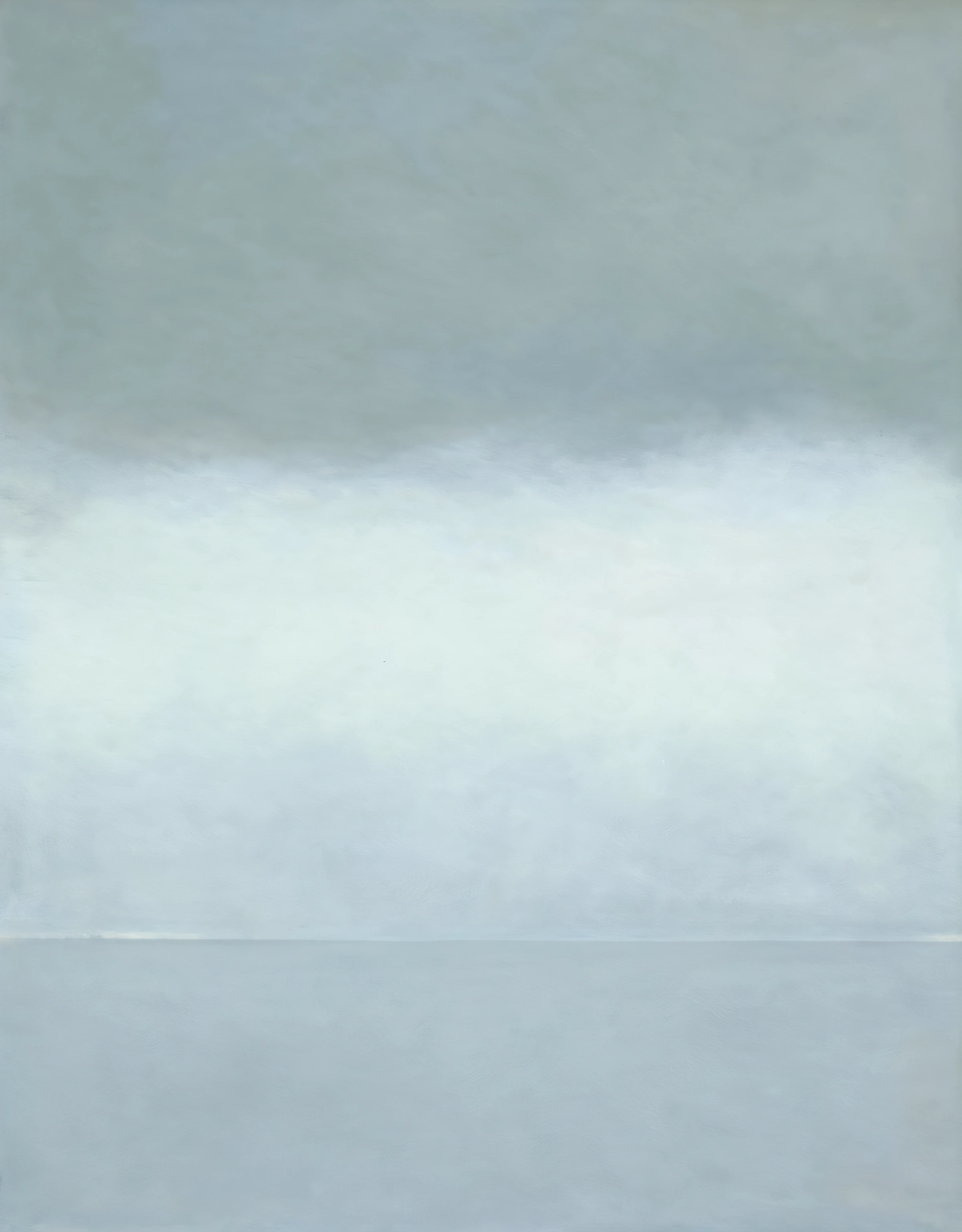 pintura de uma pintura branca e azul com uma borda preta, gradiente branco para prata, (nevoeiro), pintura de nevoeiro branco, inspirado em Luc Tuymans, nevoeiro cinzento, uma pintura minimalista, inspirado por Agnes Martin, pale blue fog, pintura minimalista, fundo cinza, gray sky, Directed by: Luc Tuymans, light gray mist, nevoeiro, plain studio background, horizonte