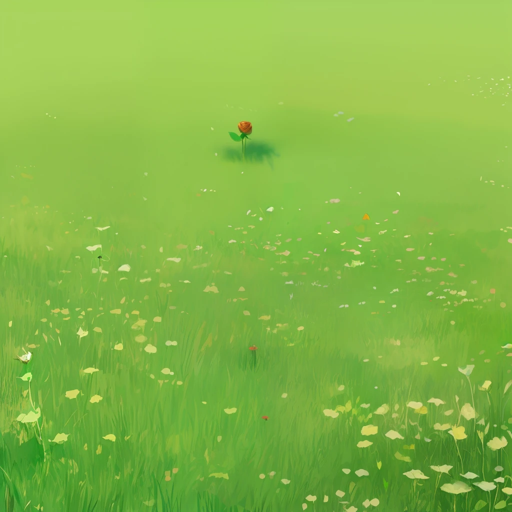 A rose stands in the grass