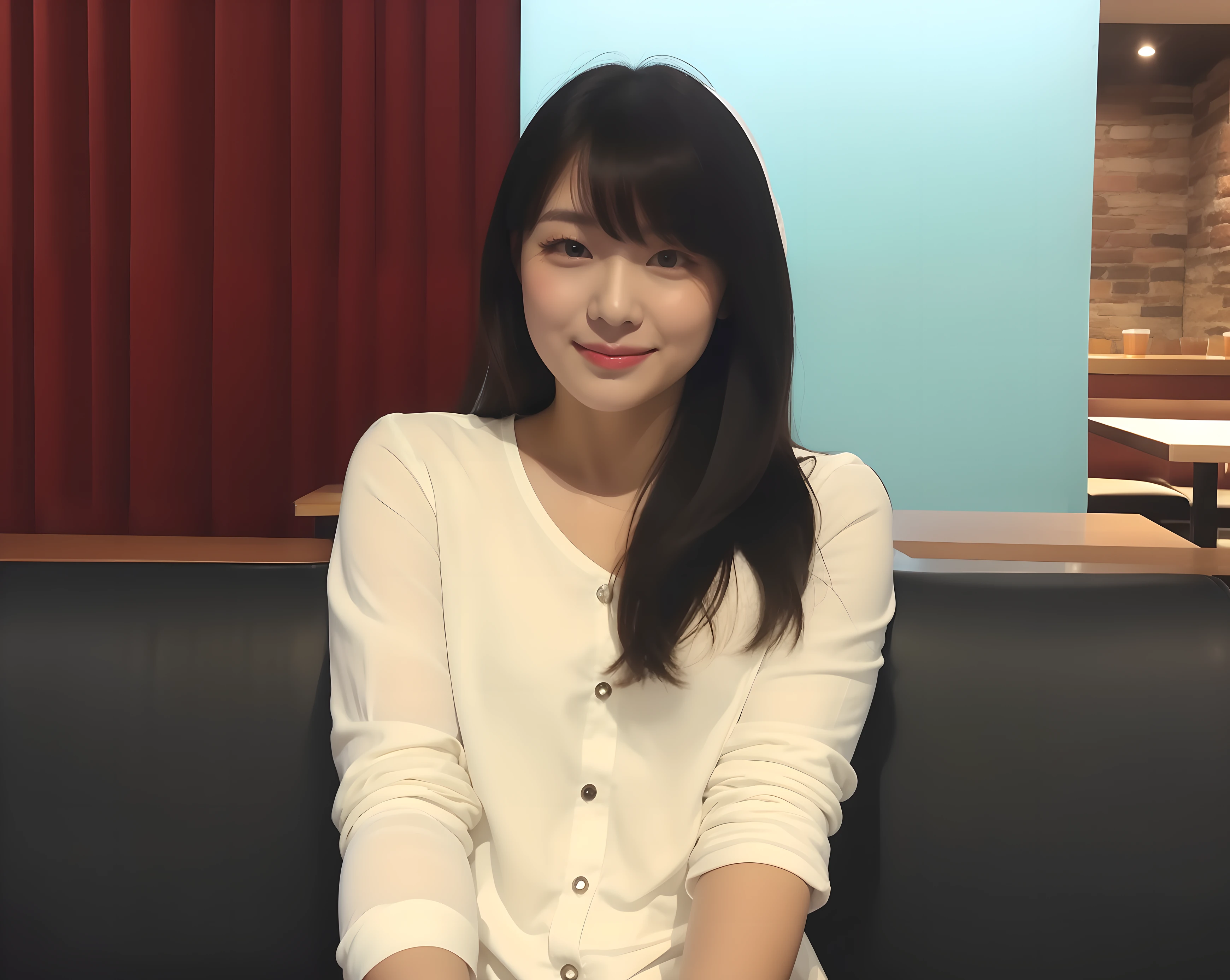 The background is the scenery of a family restaurant