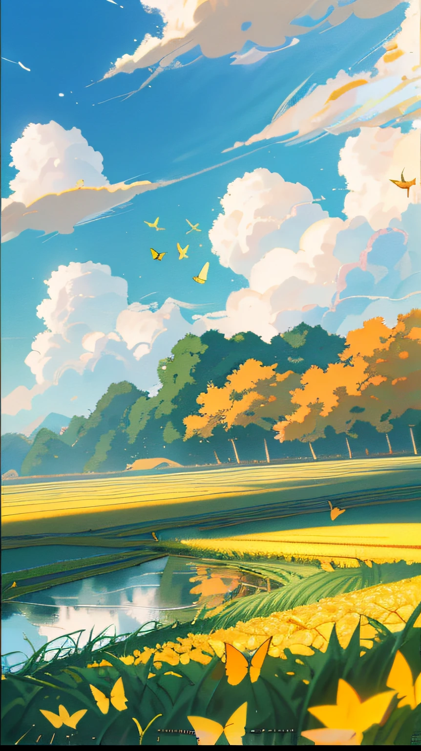 countryside, walkway, autumn, fence, overlooking --auto