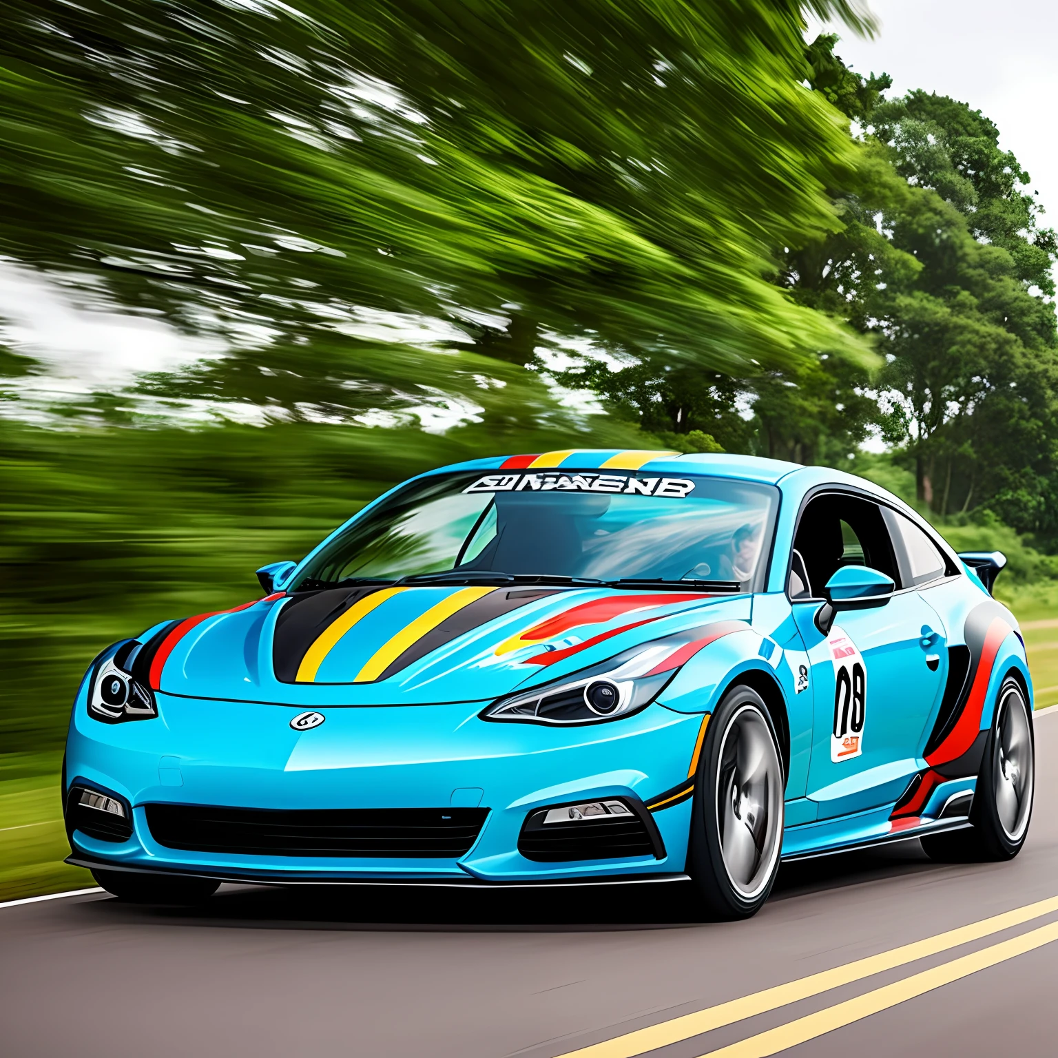 Car painting showing sense of speed --auto