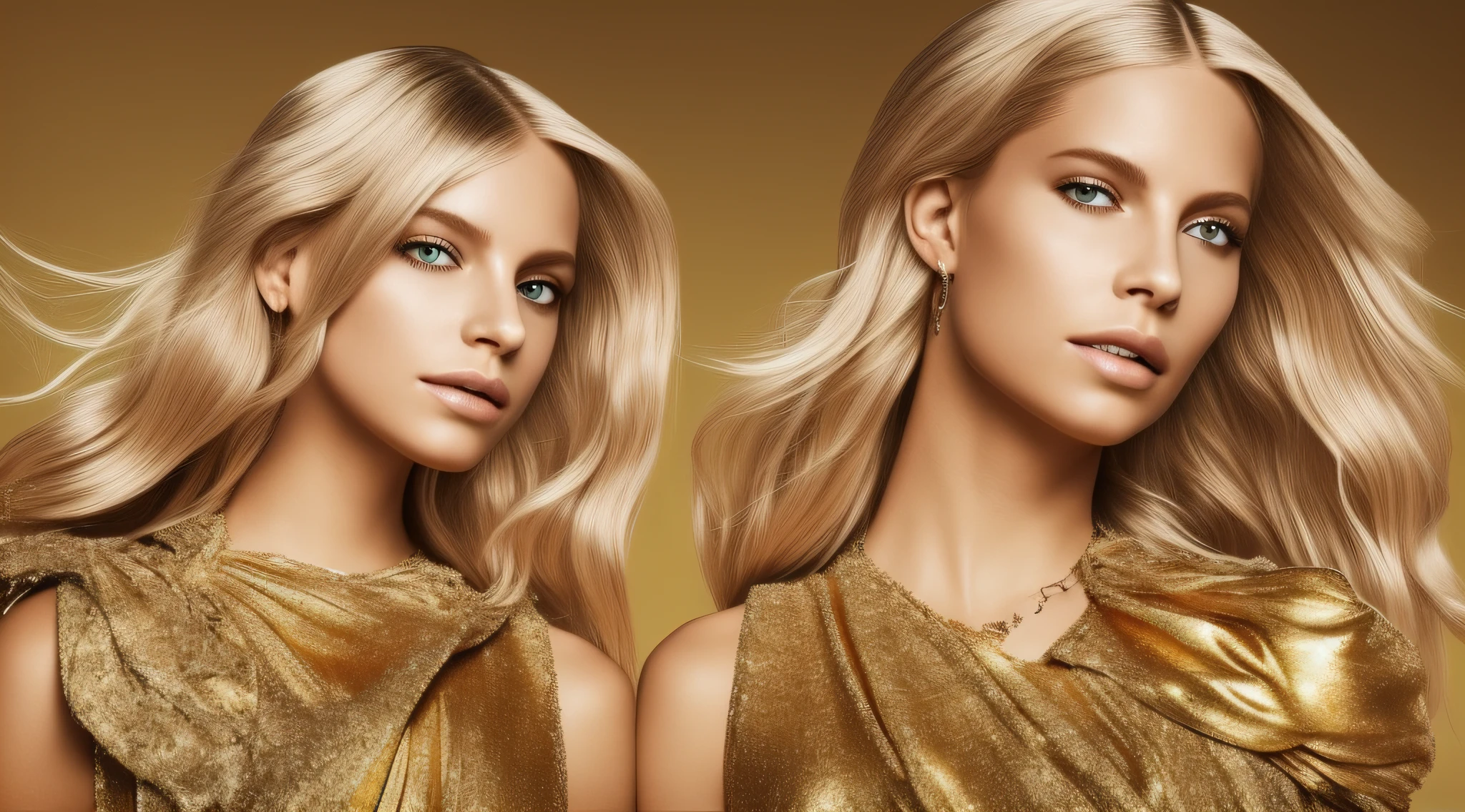 um close up de uma KIDS BLONDE , de cabelos compridos, em um vestido com uma s, three-point lighting , an album cover, Album Artpop Act II, Standing on gold leaf