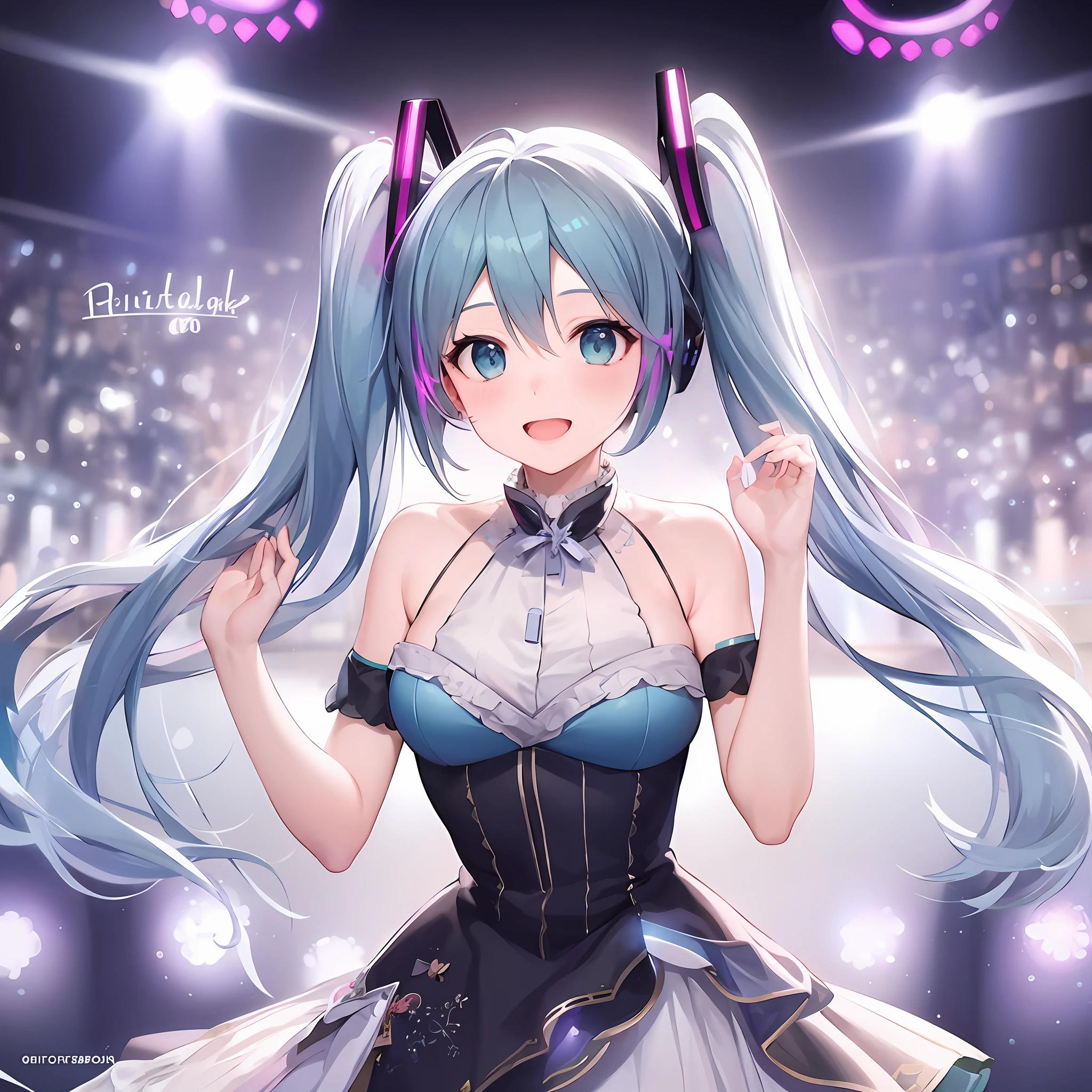 anime girl with long blue hair and a white dress, mikudayo, hatsune miku, hatsune miku portrait, portrait of hatsune miku, miku, pixiv contest winner, nightcore, hatsune miku short hair, anime moe artstyle, (anime girl), pixiv, trending on artstation pixiv, anime style 4 k, at pixiv, fix hands