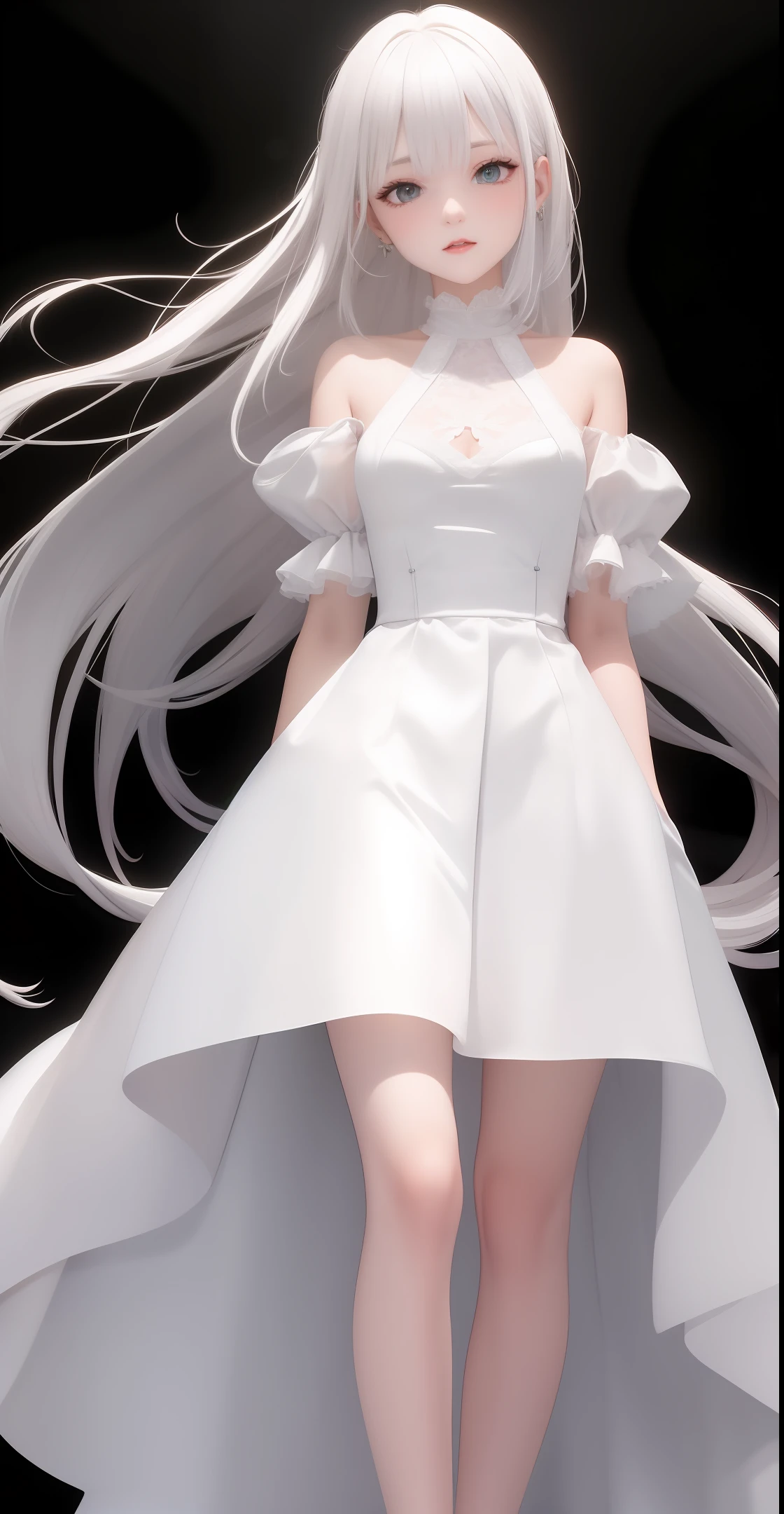 White silk white hair white dress