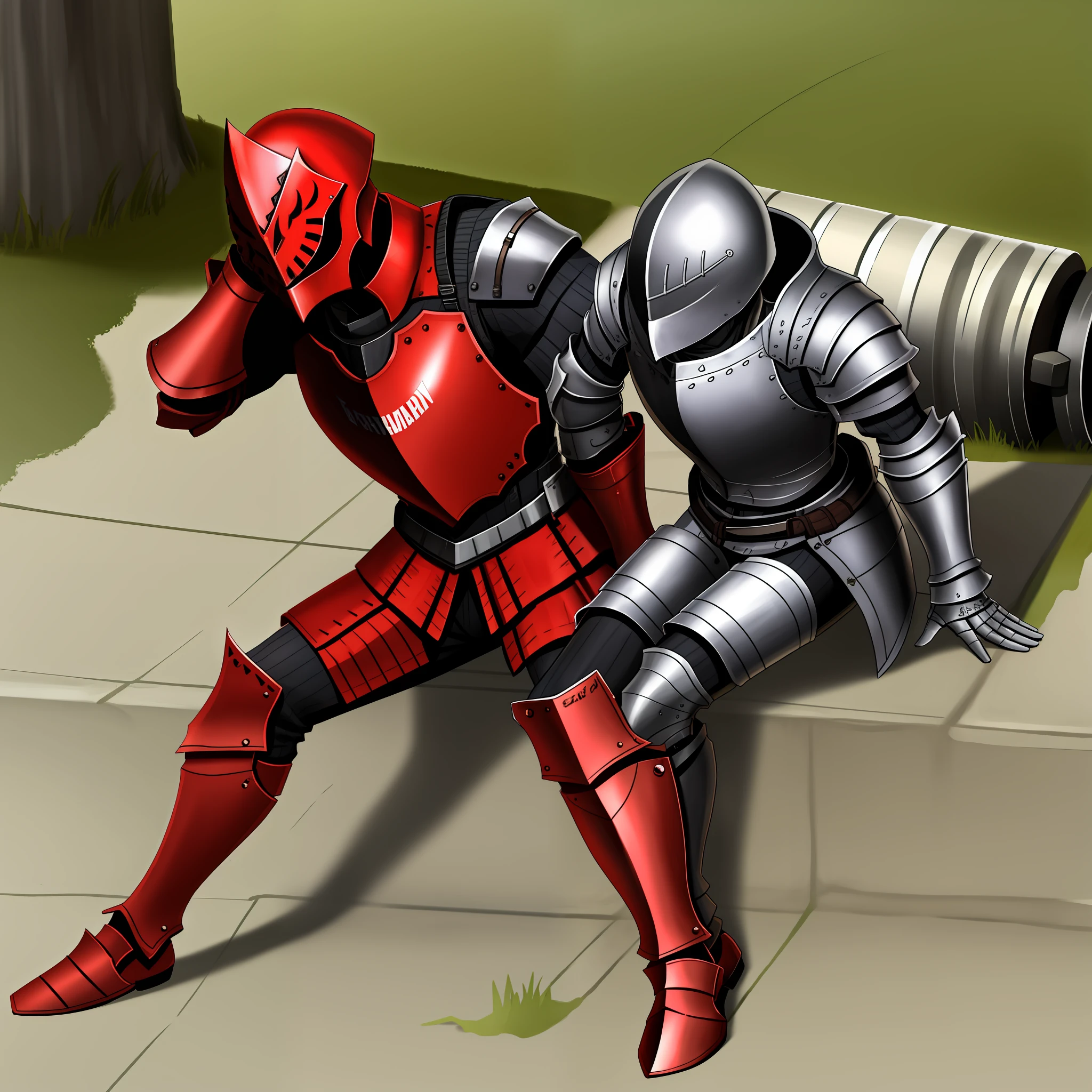 Wear armor,Take the red sword ,Sitting on the corpse