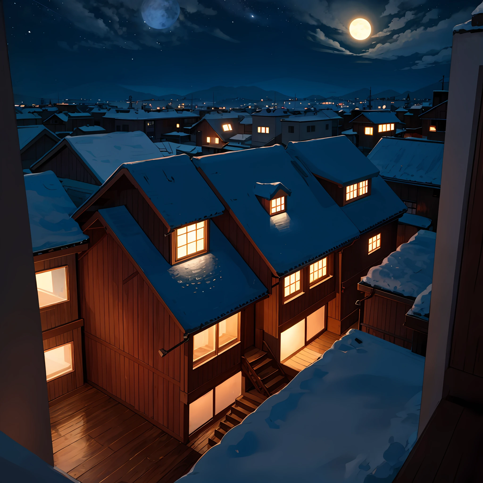 Bright moon outside the window,Second floor