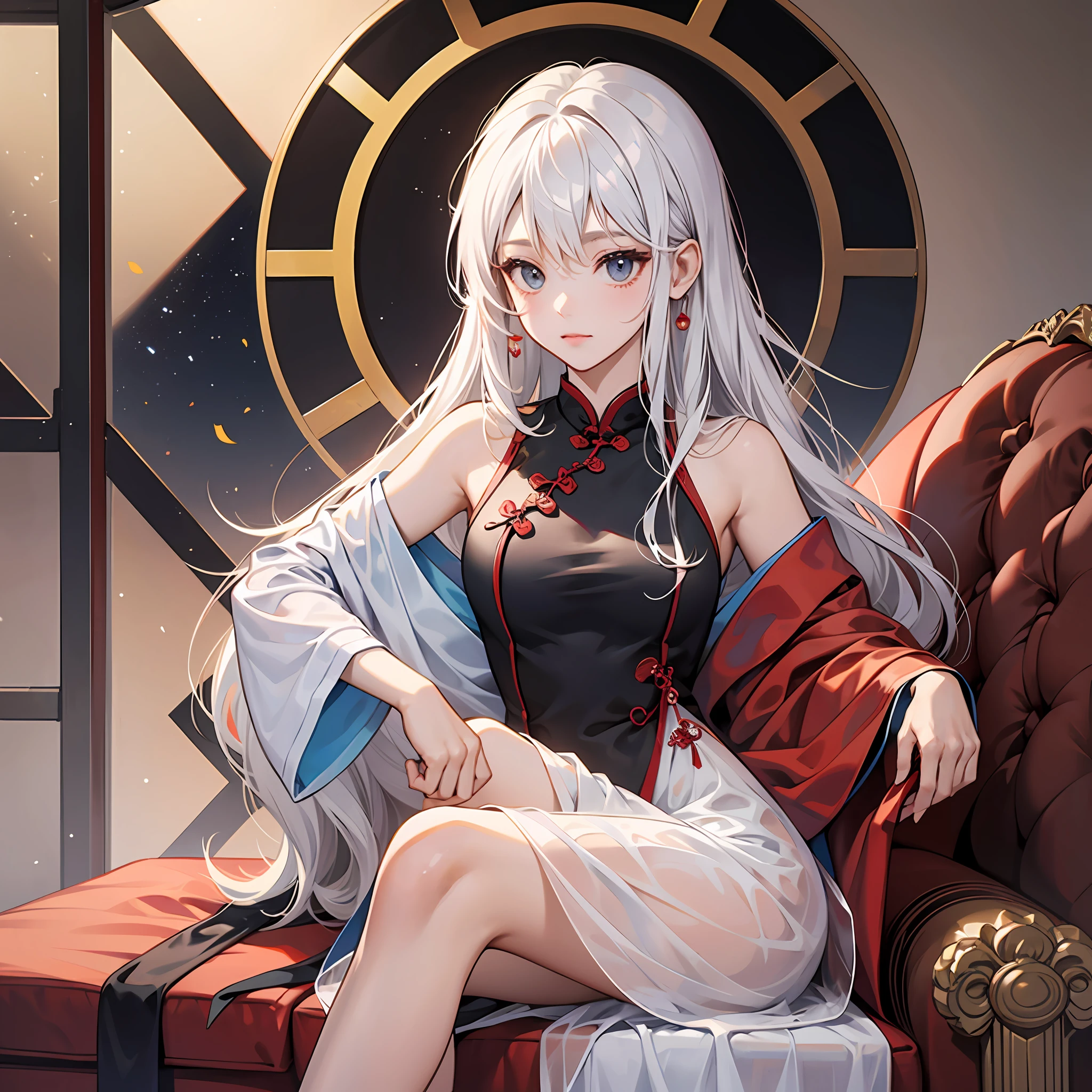 quadratic element,White-haired ,on cheongsam,Q version,coquetry,is shy --auto