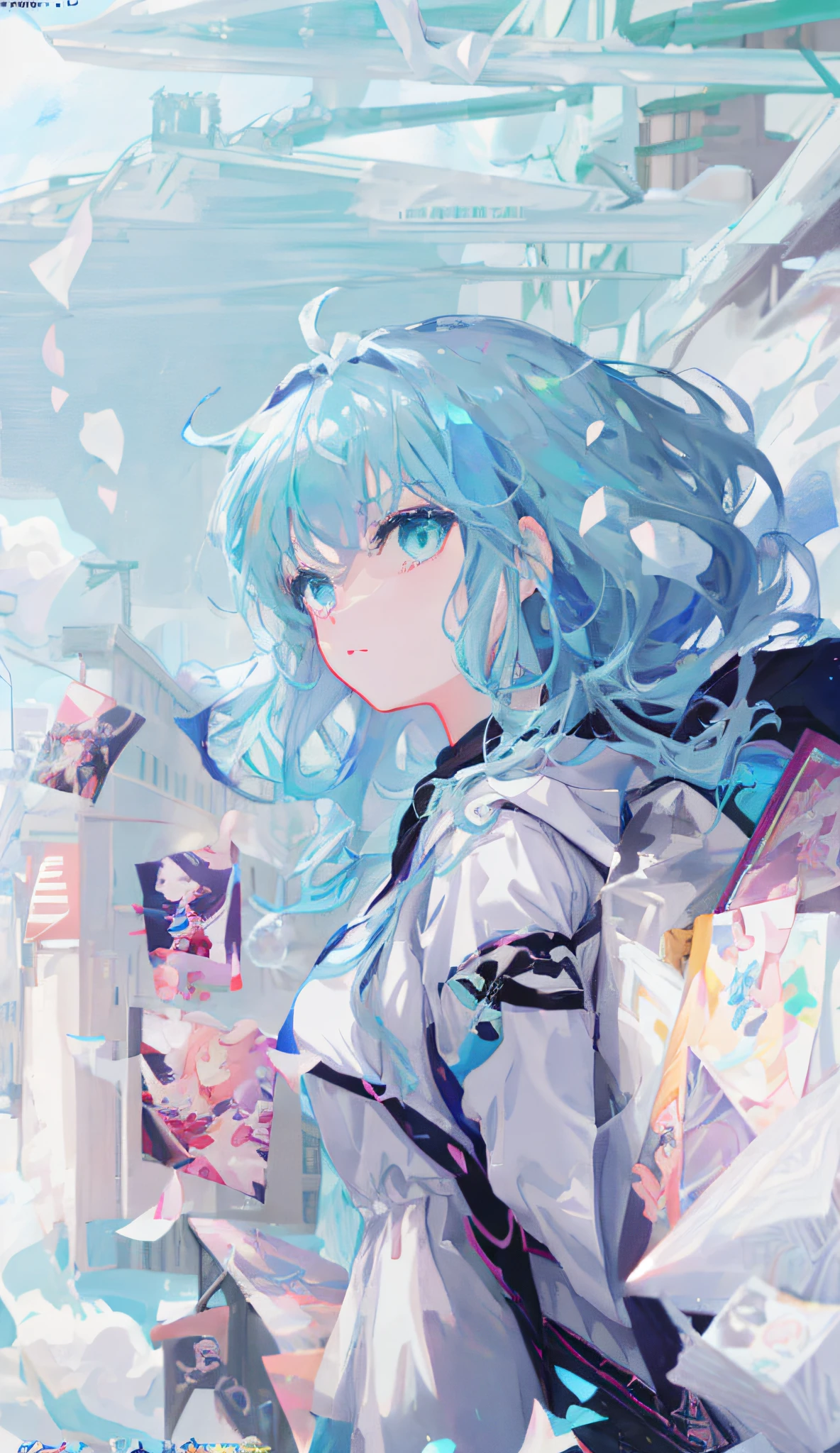 Anime girl walking down the street,Blue hair and backpack, style of anime4 K, Anime art wallpaper 4 K, Anime art wallpaper 4k, Anime art wallpaper 8 K, Anime girl with teal hair, 4K anime wallpaper, Anime wallpaper 4K, Anime wallpaper 4 k, Best anime 4k konachan wallpaper, 4k manga wallpapers