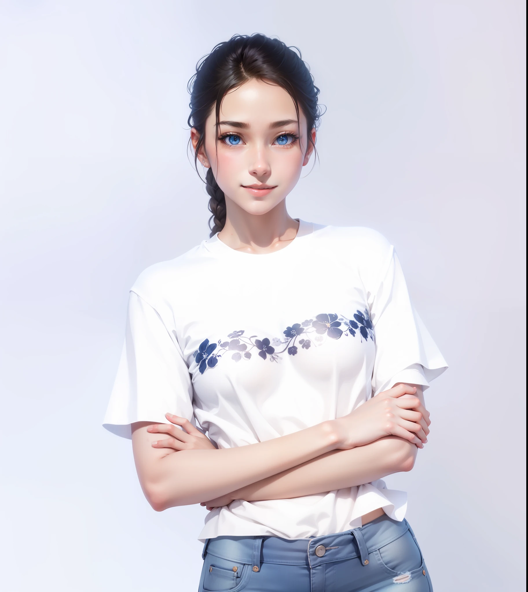 1 rapariga、(Solo)、pfotorealistic、super fine illustrations、beautiful seductive anime girl、Super detailed、Smile、beautiful blueish eyes、Beautiful proportions、HATSUNEMIKU、Slender、gentle expressions、seductive anime girls、Lackluster skin、Transparent sexy bikini swimsuit、Strong sunlight、Seaside,