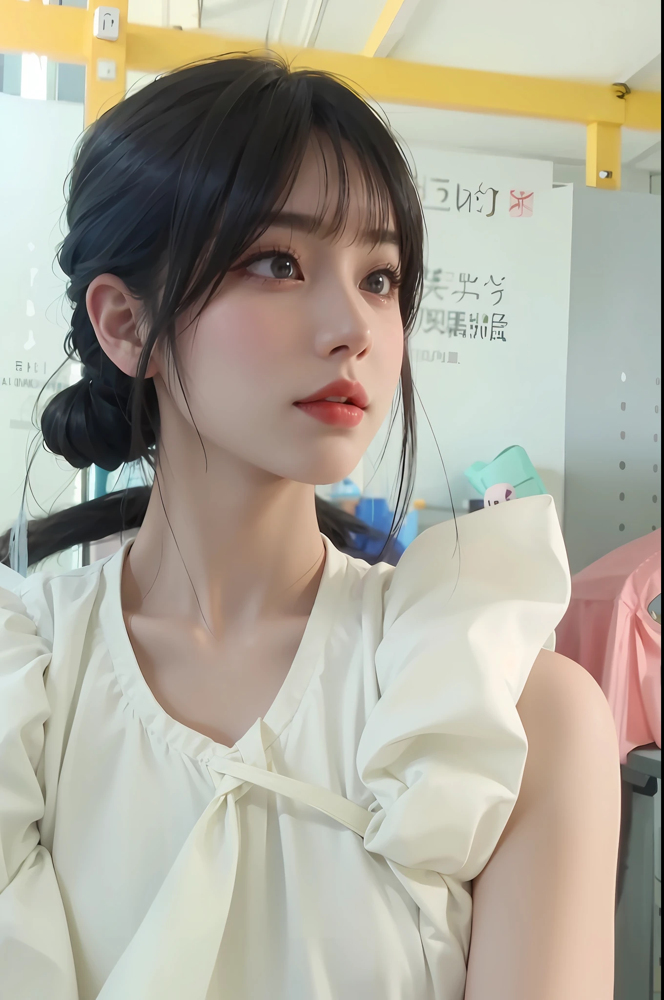 （Hair detailed），（Distinct hair），（tmasterpiece），（high qulity），（Beautiful girl），（Master level），（Realiy），（Photo），（Highest image quality），（8K），（Black iris），