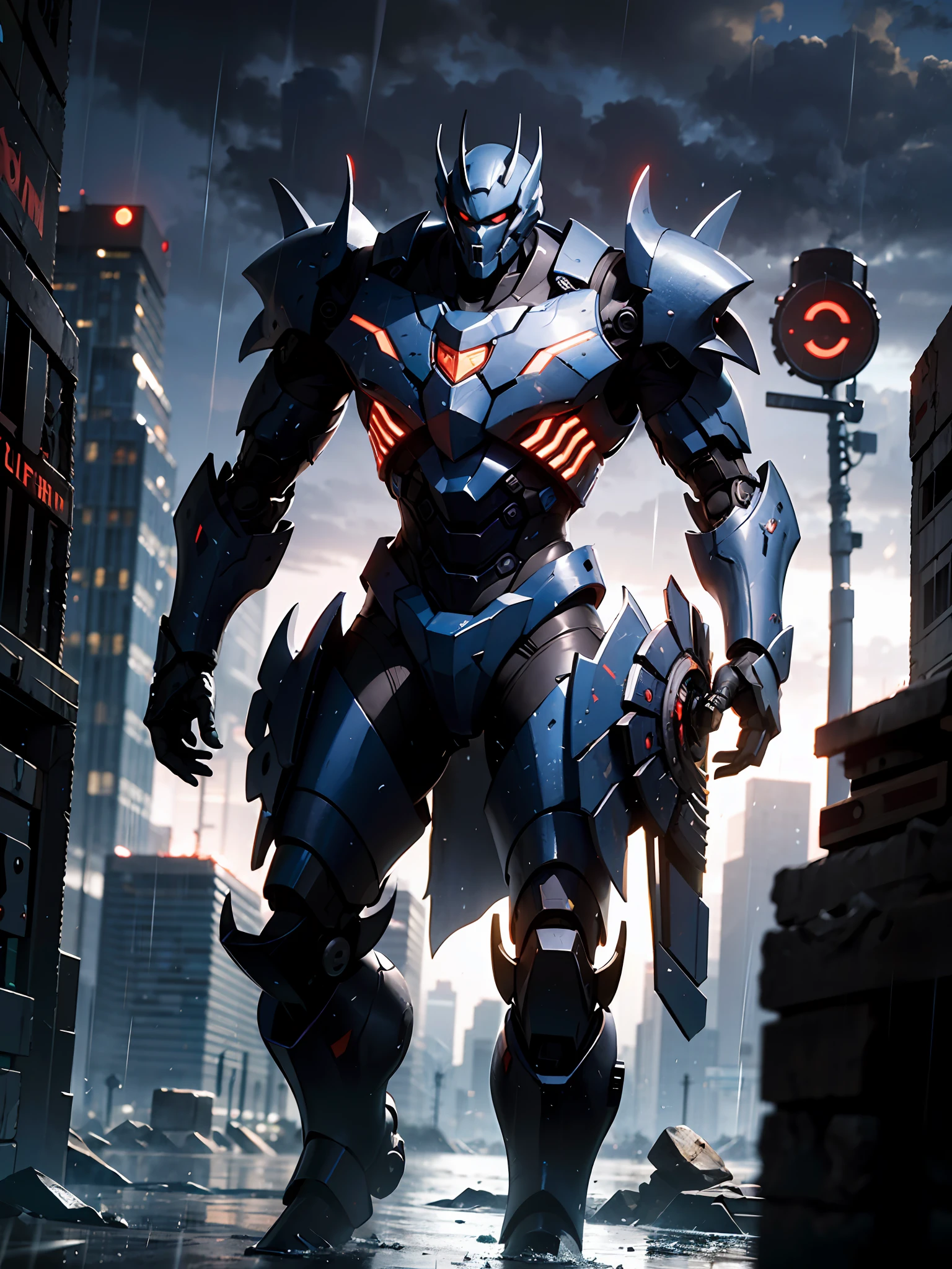 super-fine,mechs,raining day ,Over the city ,(Body Giant 1.8)
