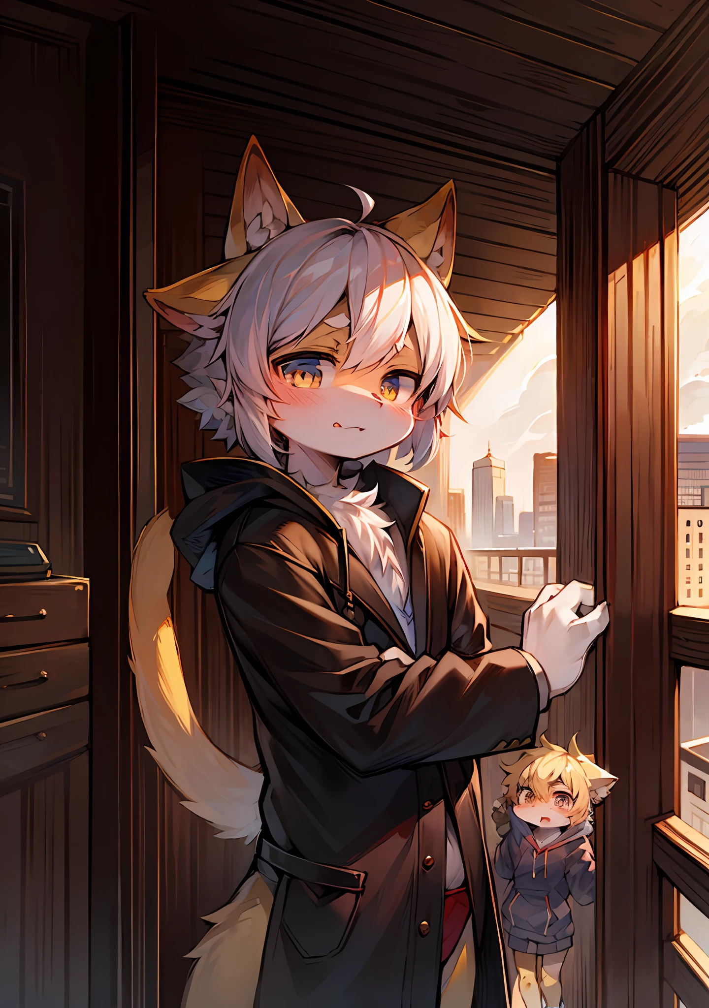 zackary911，author：majmajor，author：syuro，author：dagasi，author：wolfwithwing，author：hanuvo，author：tabhead，author：zinfyu，author：seraziel，（author：dagasi:1.1），BREAK，tmasterpiece，A high resolution，8k，detailedbackground，high qulity，BREAK，（ （catss，baby cats，Yellow fur，a cat tail，fluffly，Delicate fur））furred，BREAK，Modern age city，tall house，dark cloude，salama，BREAK，，male people，thunder，Fundoshi，irate，There is lightning in the eyes，Discharge of，jaket，（Palm lightning，Eyes shoot lightning：1.2）