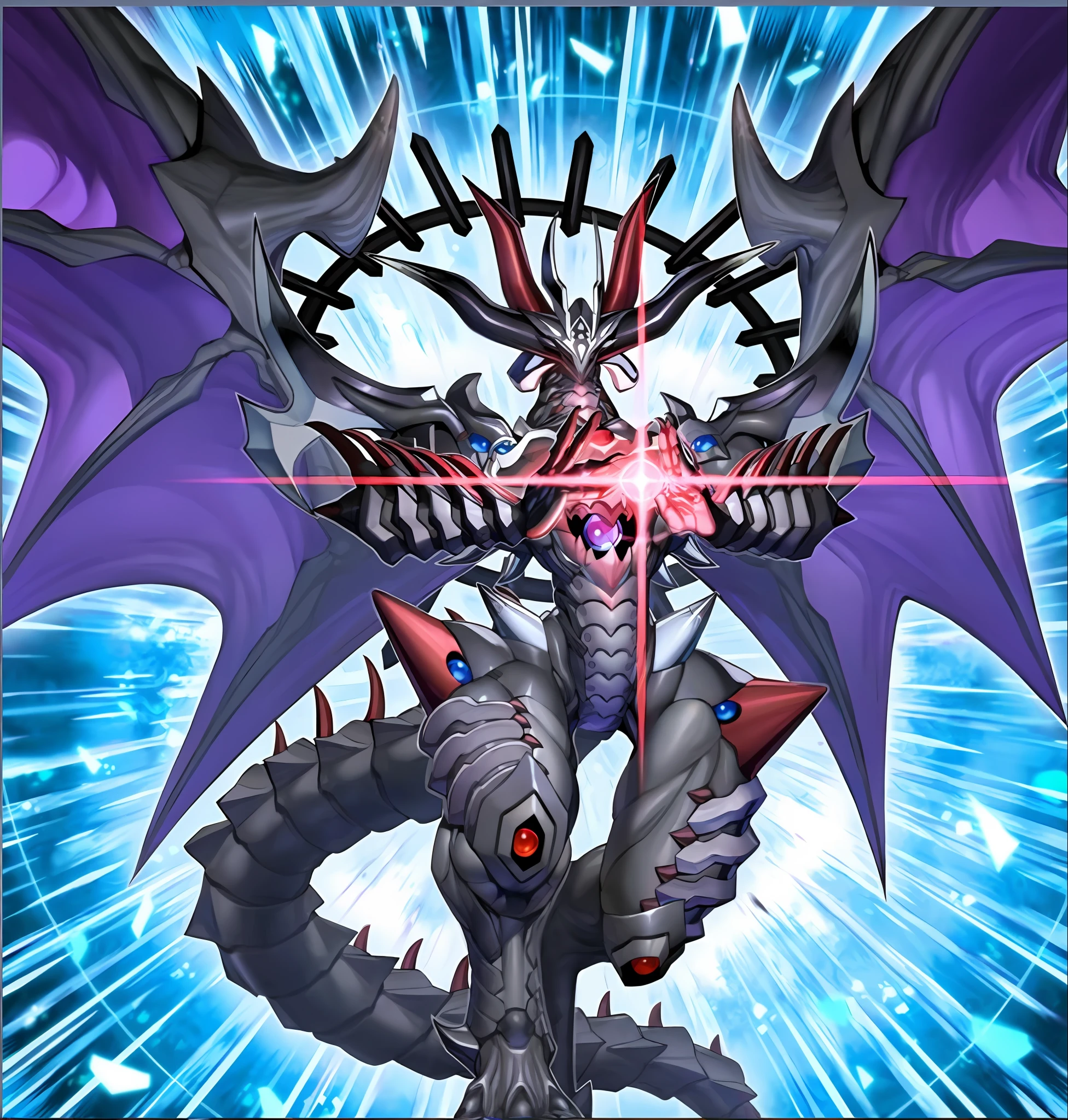 colossal dragon as background, colossal dragon in background, yugioh artwork, yugioh card, yugioh style,drachenlord, draconic, yugioh, ornate supreme demon overlord, yugioh art style,