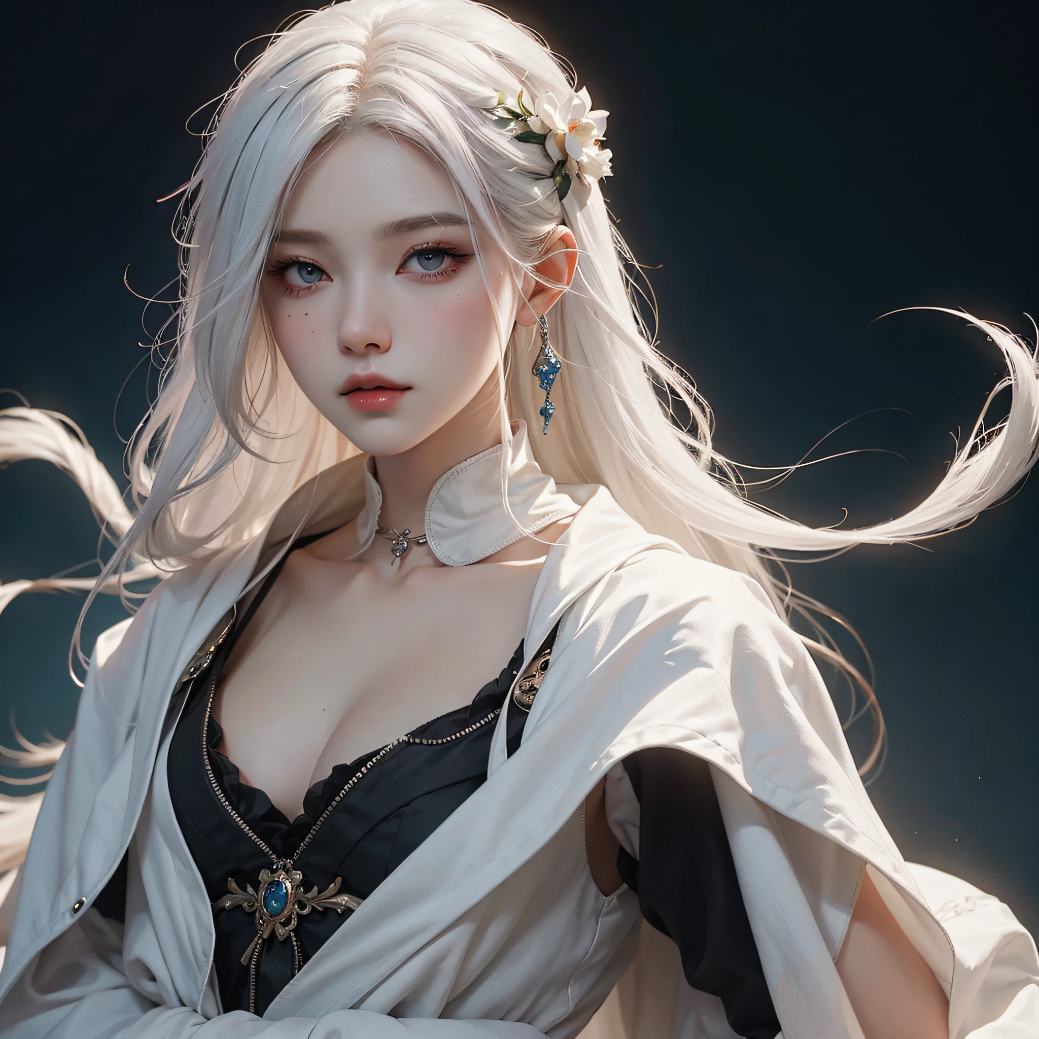 a close up of a woman with white hair and a white mask, beautiful character painting, guweiz, artwork in the style of guweiz, white haired deity, by Yang J, epic exquisite character art, stunning character art, by Fan Qi, by Wuzhun Shifan, guweiz on pixiv artstation --auto
