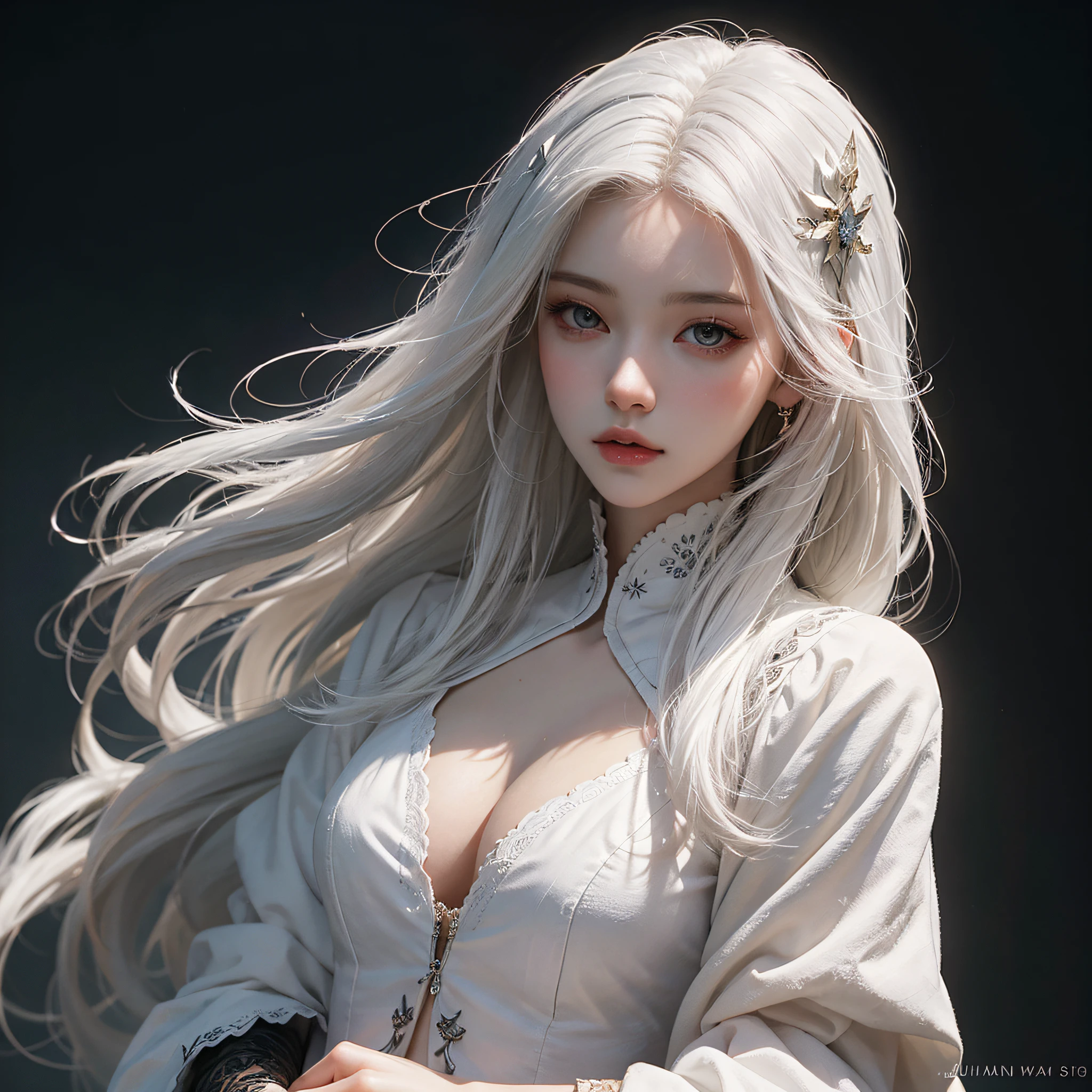 a close up of a woman with white hair and a white mask, beautiful character painting, guweiz, artwork in the style of guweiz, white haired deity, by Yang J, epic exquisite character art, stunning character art, by Fan Qi, by Wuzhun Shifan, guweiz on pixiv artstation --auto