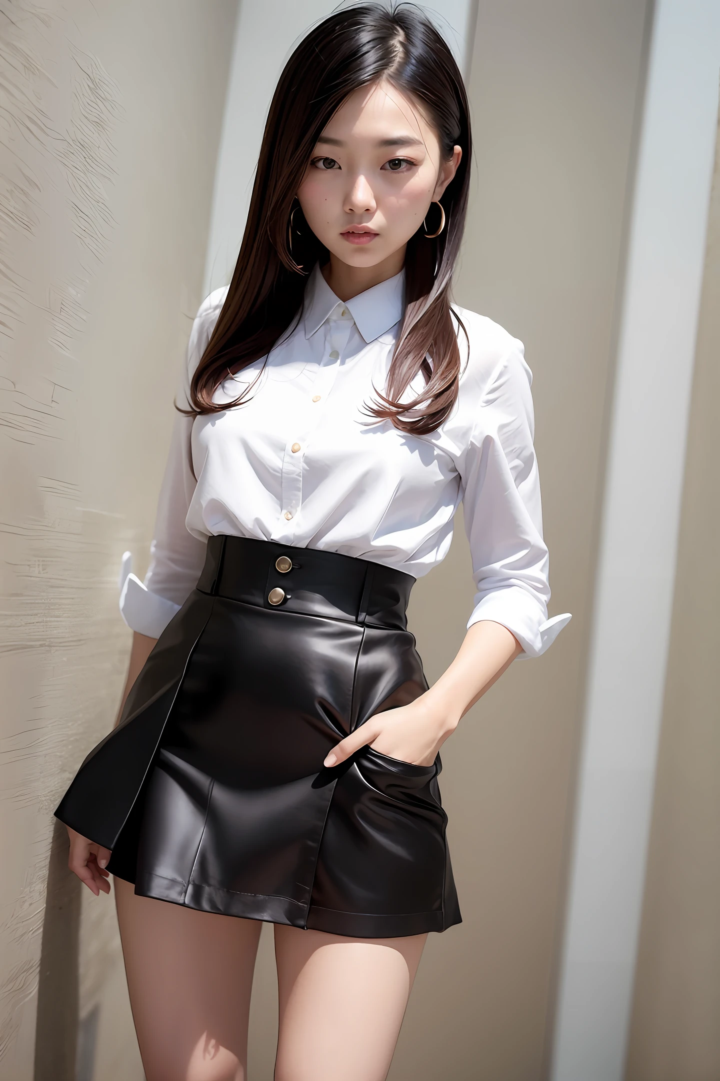Black silk miniskirt JK exposed China