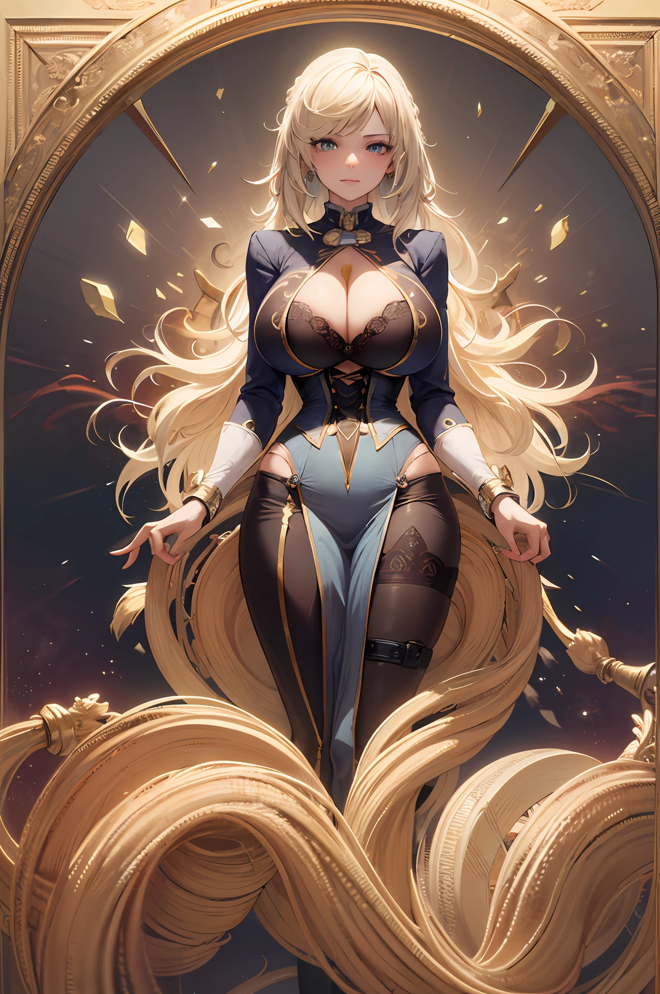Portrait of the face of a mature woman , with long coiled hair,busty body,crisp breasts,鎖骨,huge tit,gigantic cleavage breasts,cleavage,Huge breast,white colors,Gold picture frame edge, Floral frame, Decorative panels, abstracted,waistup,Corset,photorealestic,Artistically,An Alphonse Mucha's
(tmasterpiece,best qualtiy,A high resolution:1.4),the detail,complexdetails,4K,colored splashing,Line art,Fibonacci,