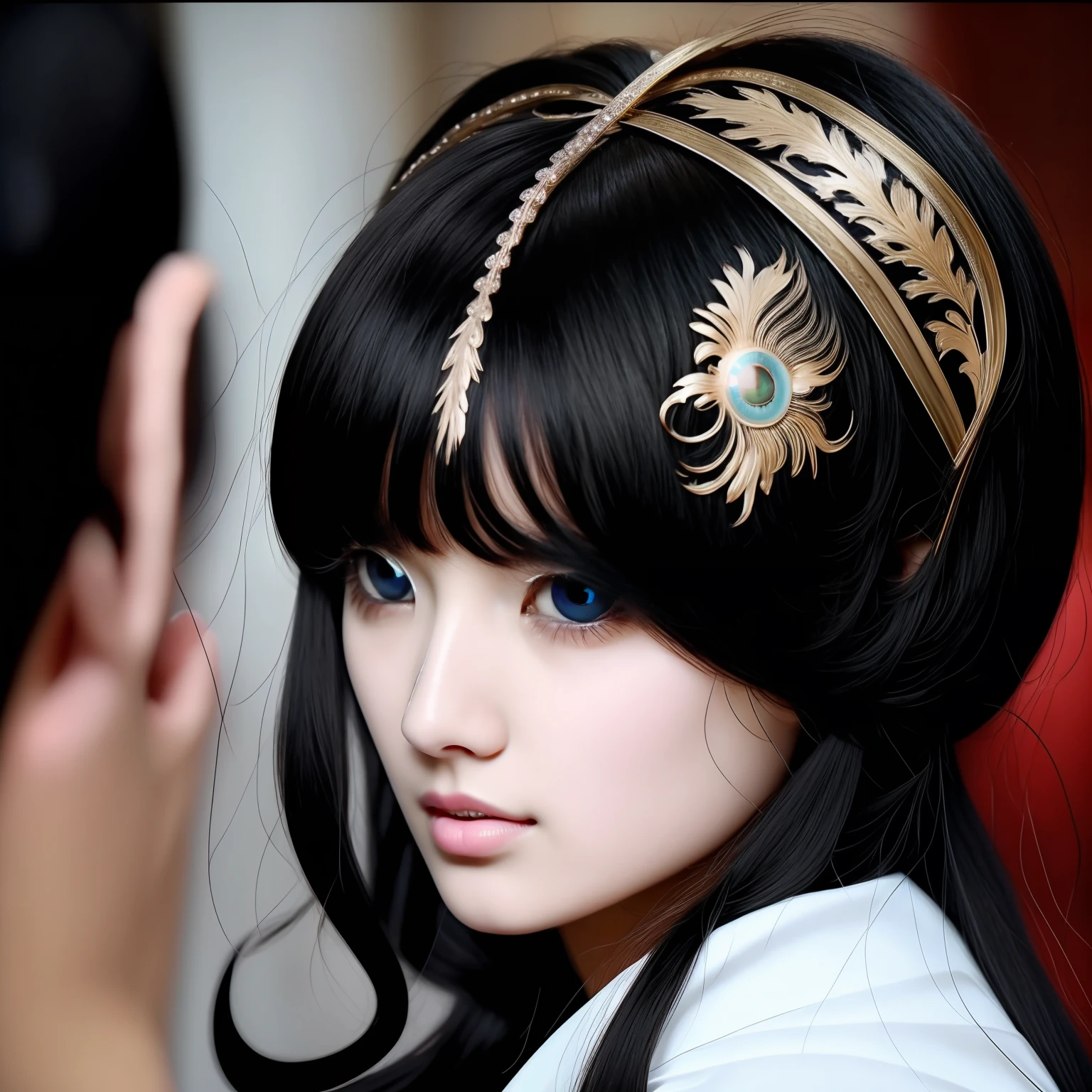black hair, hair ribbon, color contact lenses, UHD, masterpiece, 1080P --auto