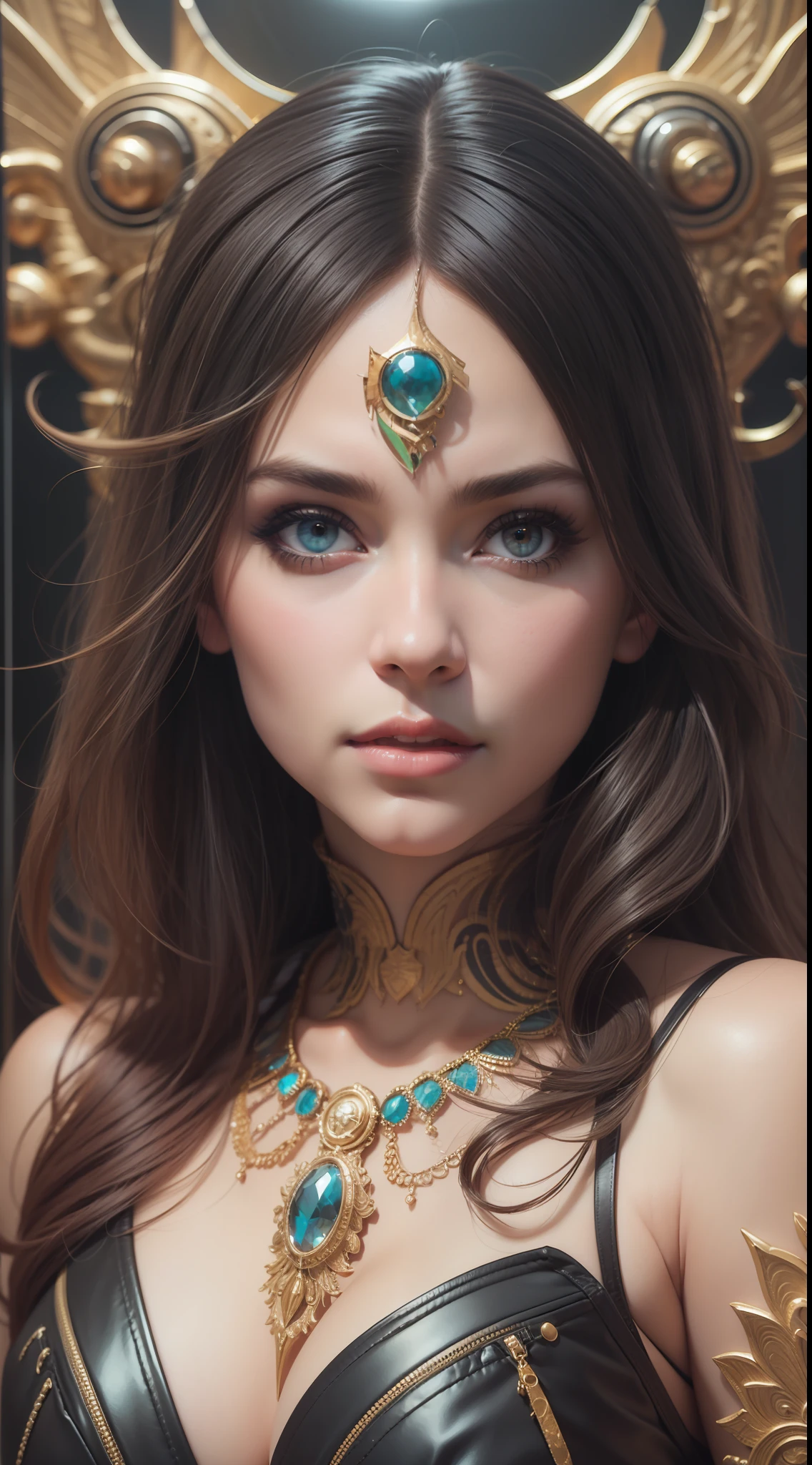 Waist high Portrait of an exotic beautiful caucasian woman wearing trendy clothing at a beach, perfect detailed face, detailed symmetric hazel eyes with circular iris, realistic, stunning realistic photograph, 3d render, octane render, intricately detailed, cinematic, trending on artstation, Isometric, Centered hipereallistic cover photo, awesome full color, hand drawn, dark, gritty, mucha, klimt, erte 12k, high definition, cinematic, neoprene, behance contest winner, portrait featured on unsplash, stylized digital art, smooth, ultra high definition, 8k, unreal engine 5, ultra sharp focus, intricate artwork masterpiece, ominous, epic, TanvirTamim, trending on artstation, by artgerm, h. r. giger and beksinski, highly detailed, vibrant