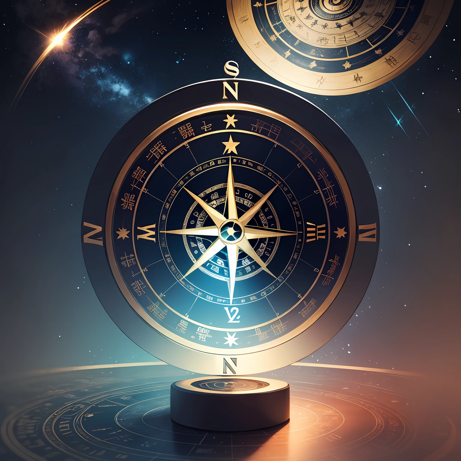 turn,Feng Shui compass,background starry sky --auto