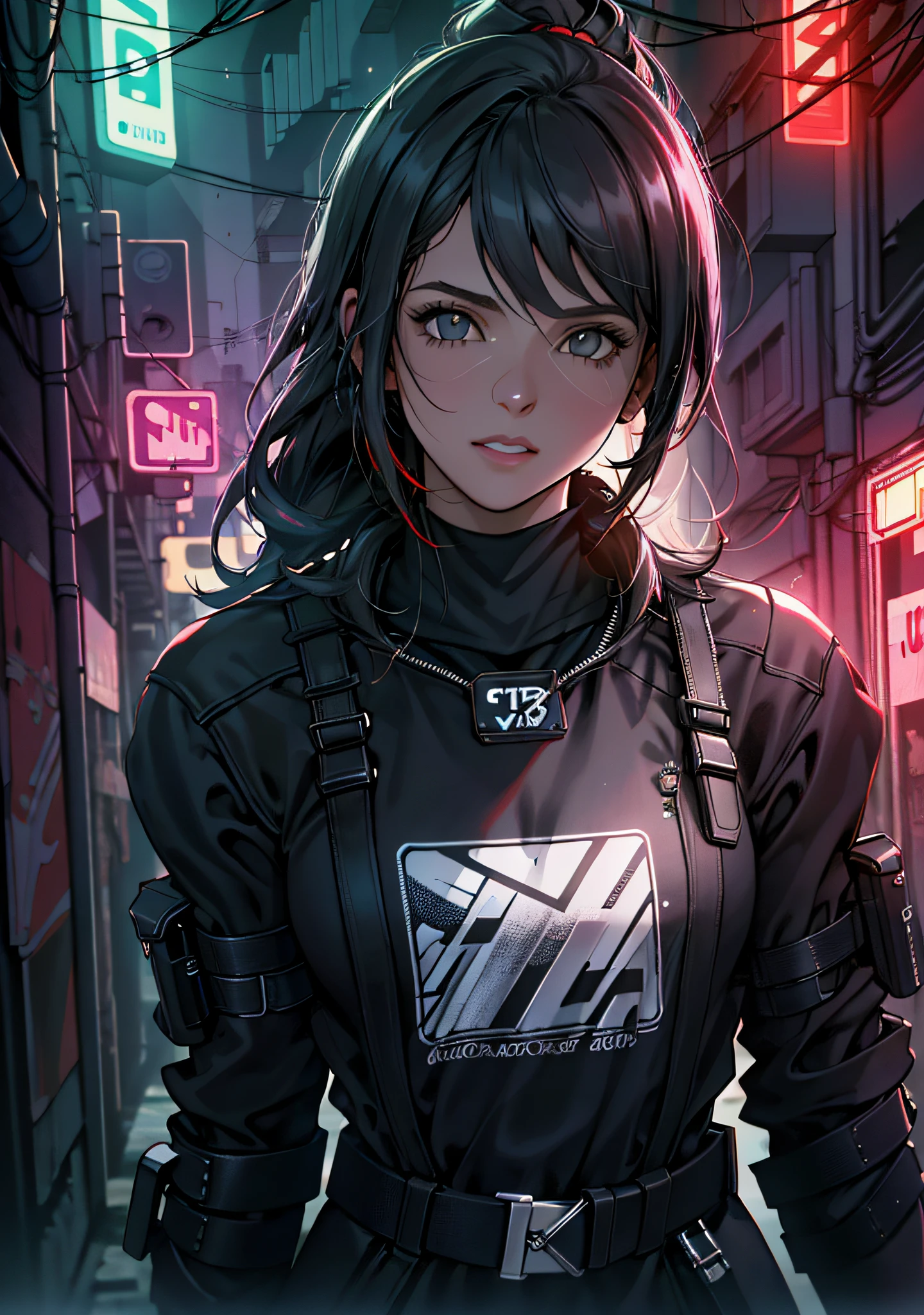 ultra detalhe, alta resolução, ultra detalhado, melhor qualidade, Awesome, qualidade superior, extremamente detalhado CG unidade de papel de parede 8k, cinematic lighthing, garota, cyberpunk, dark girl