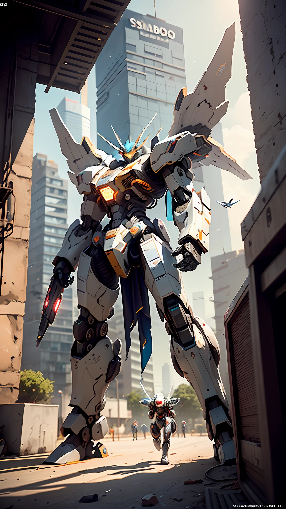 ((Best quality)), ((masterpiece)), (highly detailed:1.3), 3D, beautiful, (cyberpunk:1.2), in space, nebula, holding_weapon, (1Female mecha:1.3), facing the viewer, glowing eyes, full body, (flying, swooping down, dynamic, motion blur: 1.4), (huge mecha wings: 1.6), looking up, glowing_eyes, mecha, panorama, background is earth, nebula, space, particles, reality, HDR (High Dynamic Range), Ray Tracing, NVIDIA RTX, Super Resolution, Unreal 5, Subsurface Scattering, PBR Texturing, Post Processing, Anisotropic Filtering, Depth of Field, Maximum Clarity and Clarity, Multilayer Textures, Albedo and Specular map, Surface shading, accurate simulation of light-material interaction, perfect proportion, Octane Render, two-tone lighting, large aperture, low ISO, white balance, rule of thirds, 8K RAW, efficient sub-pixel, sub-pixel convolution,
