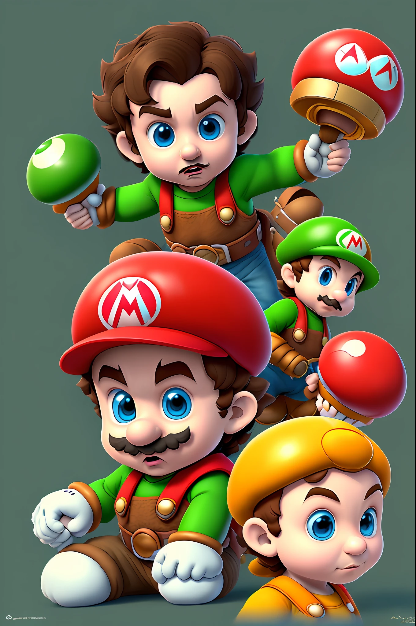 Mario Bros (cbzbb:1.25), Portrait of cutest illustration of baby frodo baggins, artstation, CGI_Animation,