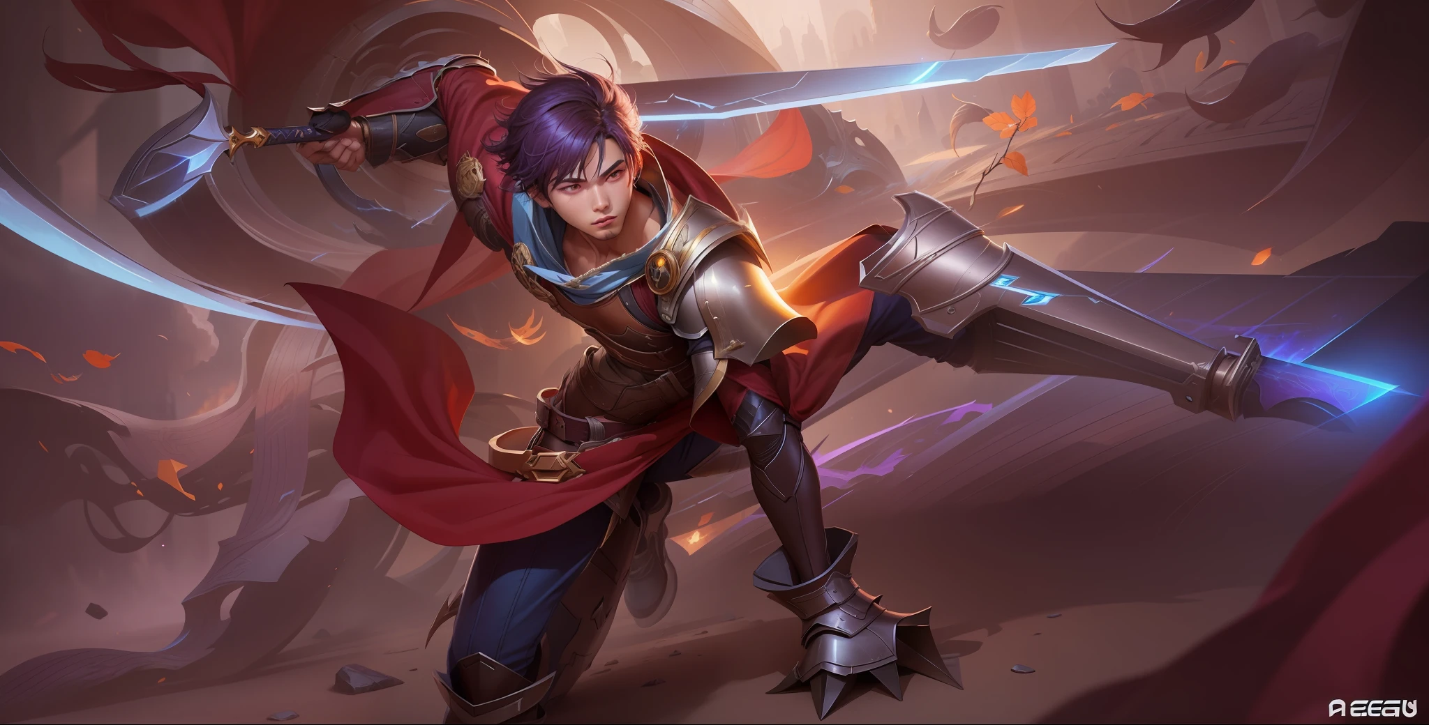 Boy with sword and armor futuristic background, by Yang J, Extremely detailed Artgerm, heise jinyao, Official Splash Art, G Liulian art style, Range Murata and Artgerm, ! Dream art germ, IG model | Art germ, iconic character splash art, Stanley Ateg Liu, league of legends character art