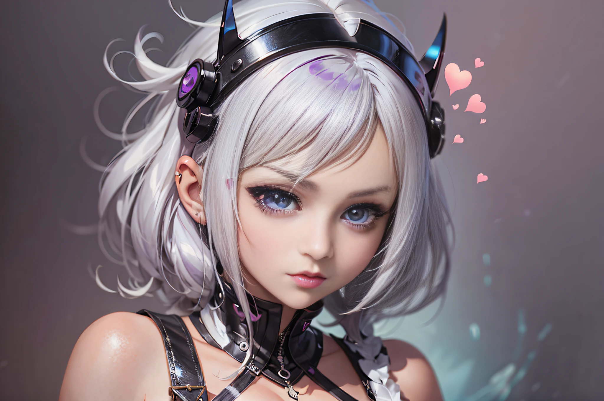 Anime girl with white hair and purple eyes wearing cat ears, Guviz-style artwork, IG model | Art germ, Detailed digital anime art, Guweiz on ArtStation Pixiv, Guweiz in Pixiv ArtStation, Art germ on ArtStation Pixiv, Fanart Meilleure ArtStation, Cute cyborg girl, Digital anime art