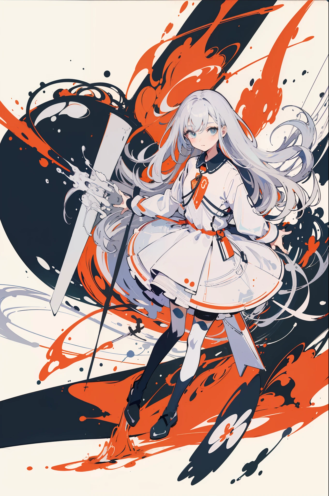 (masterpiece, top quality, official art:1.2), (flat color:1.5),(colorful),looking at viewer,1girl,solo, white background, floating colorful water,(2D:1.5)