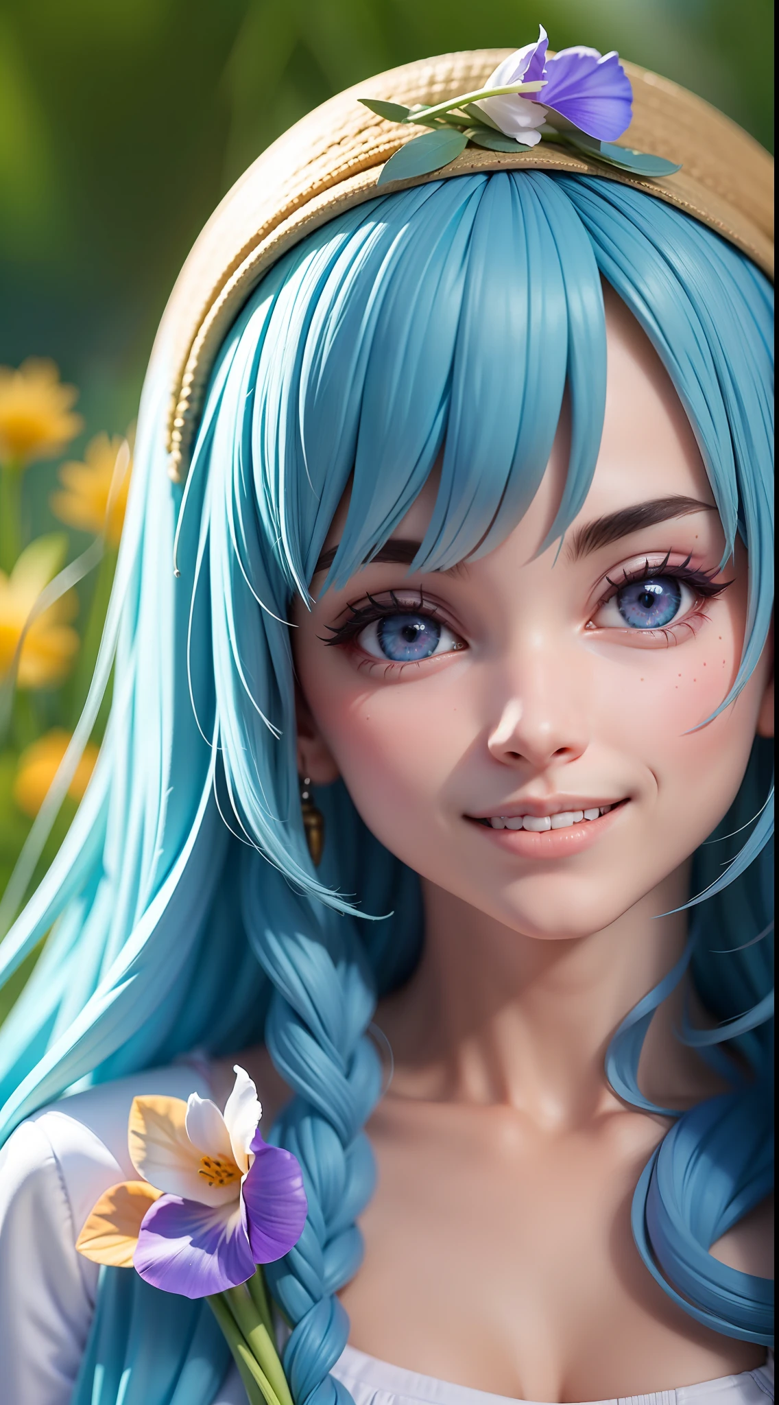 Prisioneira do prazer sexual, ((chibe:1.2), (cabelo colorido como arco-iris:1.3), calcinha branco com detalhes azul claro,(menina:1.2),Shy Espreção,(tarde de primavera em um campo florido:1.2), olhos cor de violeta, smile shy) amarrada acorrentada escrava sexual. Correntes correntes correntes