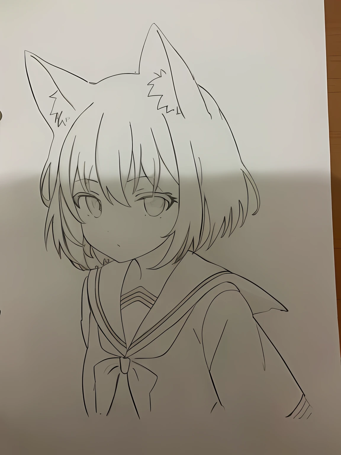 drawing of a girl with a cat ear and a cat tail, clean anime outlines, Line sketch!!, anime sketch, flat anime style shading, an anime drawing, Anime Paintings, anime style drawing, anime moe art style, thick line art, Line art!!, Line sketch, anime shading), anime catgirl, anime girl with cat ears, Outline sketch, linear art