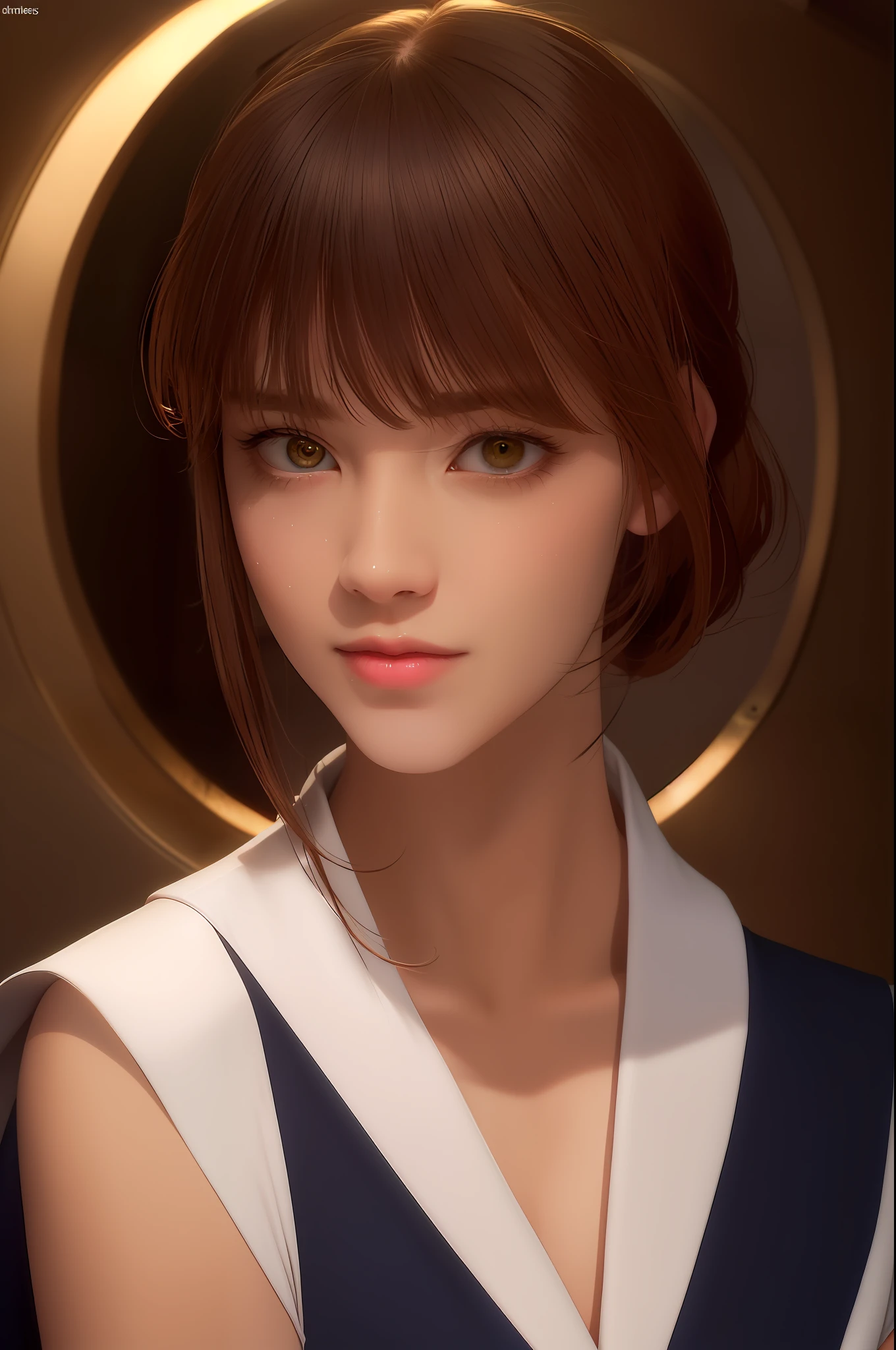 (RAW photo, Best quality), (Realistic, photo-realistic:1.2), 1girll, High quality, (highdetailskin:1.4), puffy eye,pretty hair,(dark chamber:1.3), (rim lit:1.3) , (Dimly lit:1.3), (nigth:1.3), inside in room, Portrait, brunette color hair, deep dark background, short detailed hair,white stockings,White gloves,the sailor moon,full bodyesbian