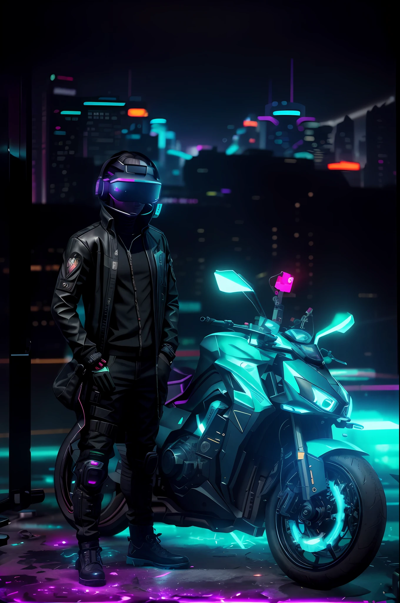 a man in a black jacket and glasses stands in front of a futuristic city, vr game, cyberpunk vibe, cyberpunk vibes, deeper into the metaverse we go, has cyberpunk style, cyberpunk theme, in cyber punk 2077, cyberpunk futuristic, cyberpunk future, synthwave, wearing cyberpunk streetwear, futuristic cyberpunk, cyberpunk tech, retro cyberpunk, synthwave style