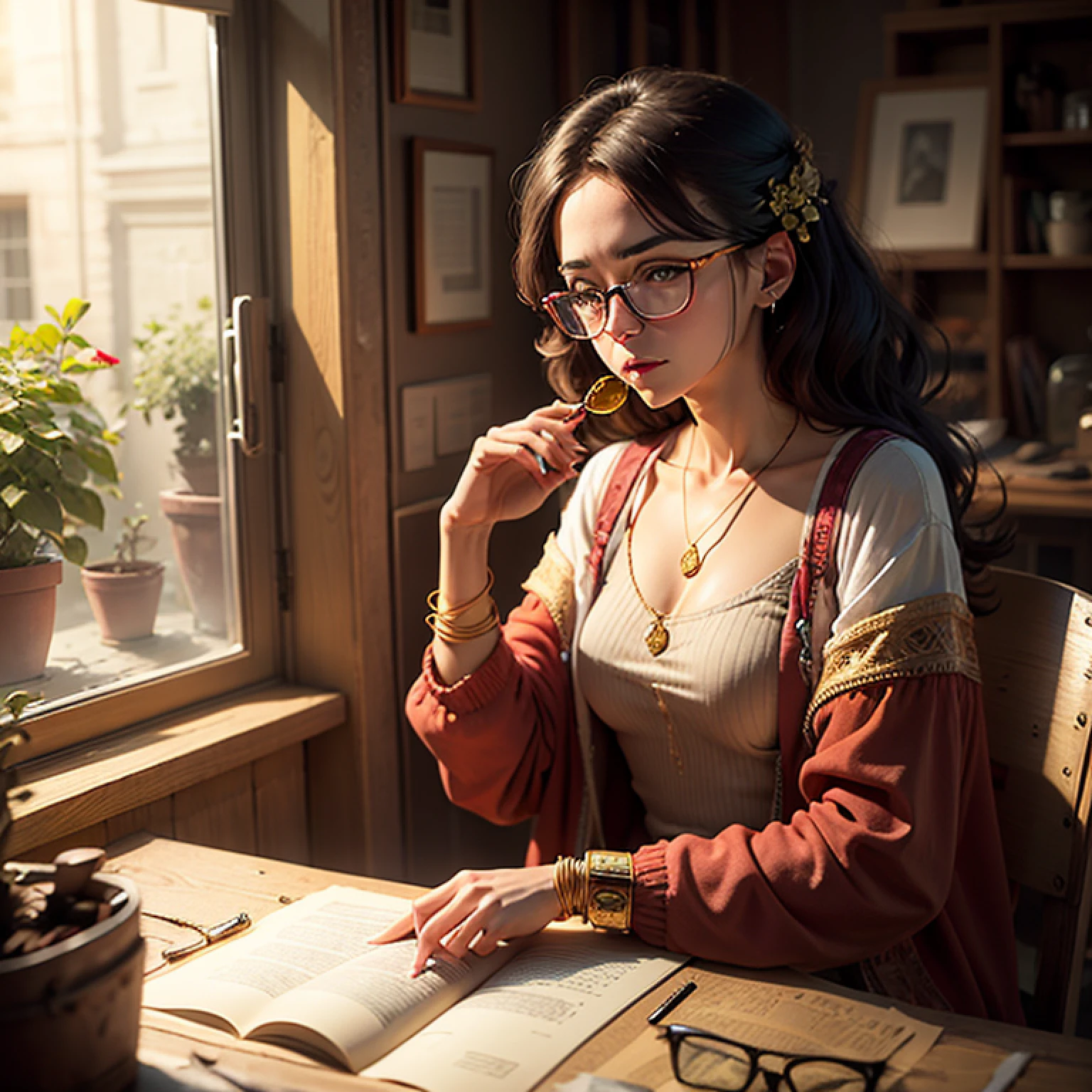 ancient wind，gold-wire glasses --auto