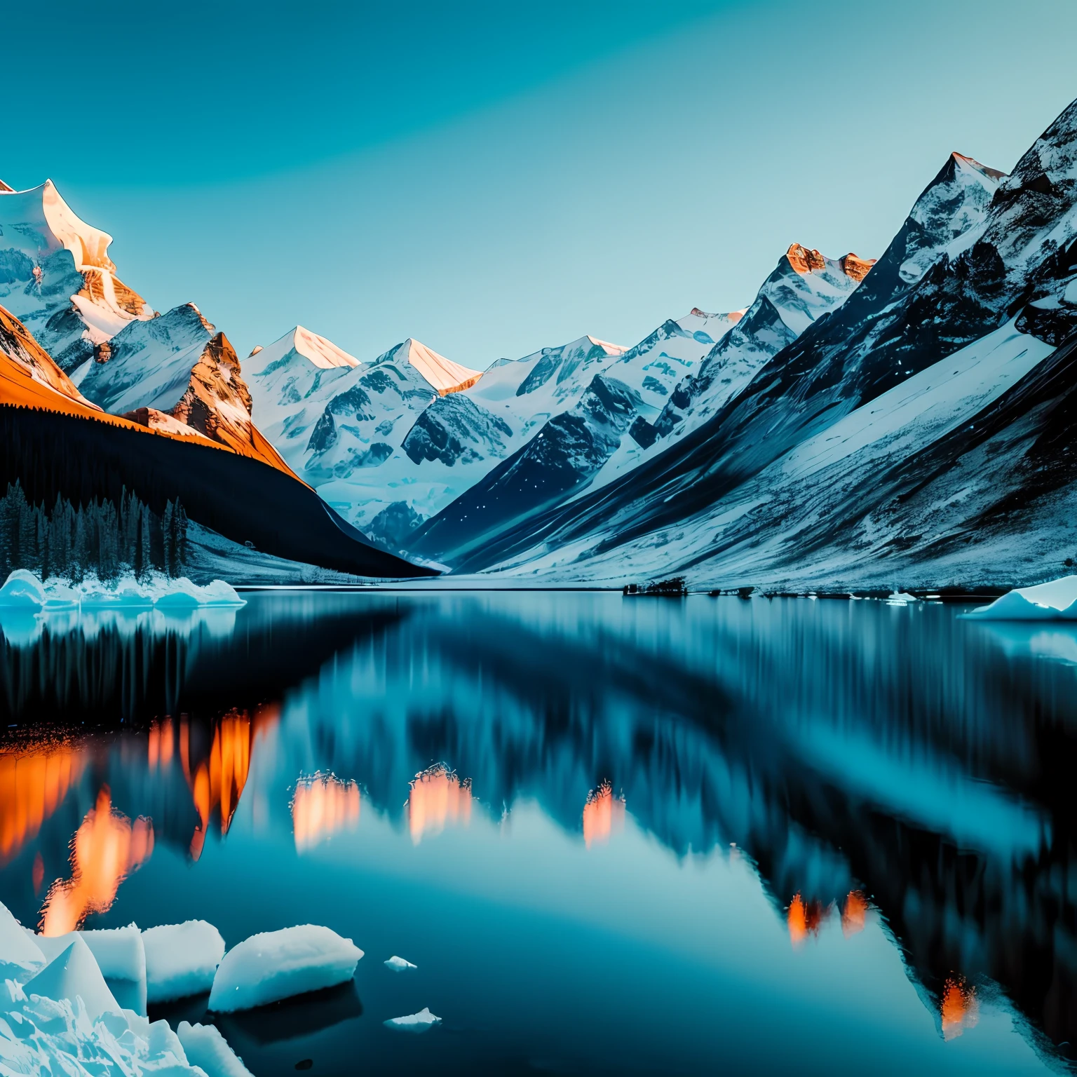 Only beautiful scenery, There are no characters, Symmetrical up and down, polar opposites, close-up, cinematic lighting, 4K, highres, best quality, award winning, high details, super detail --auto