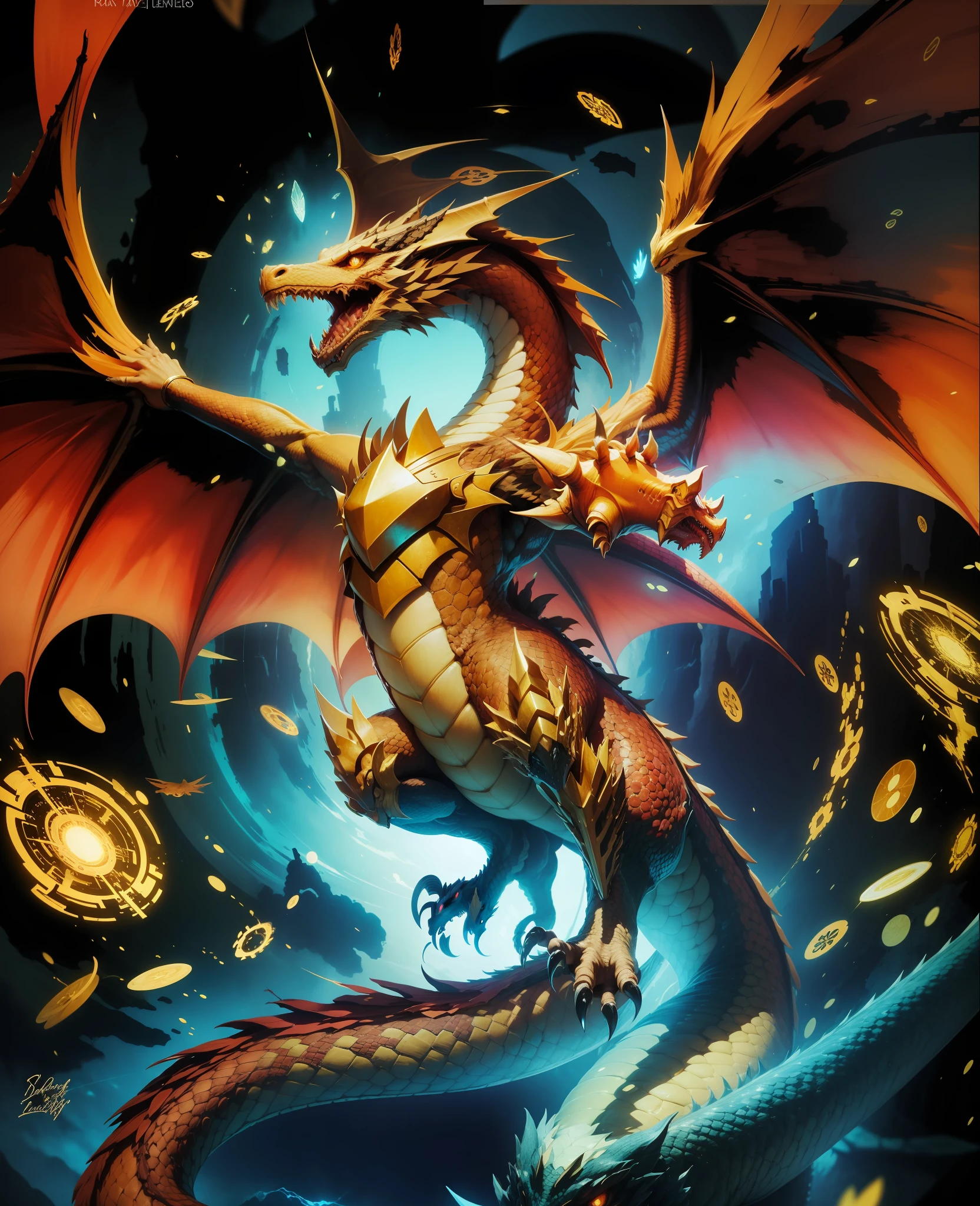 Dragon with 6 wings and 2 clawed arms