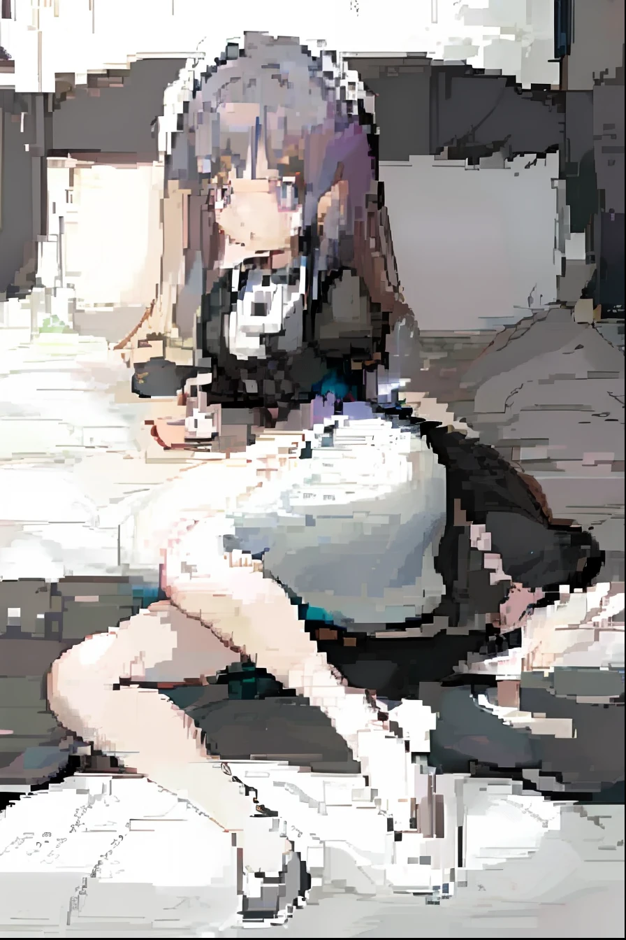 Anime girl in maid costume sitting on bed with phone, in dress, anime girl in a maid costume, gorgeous maid, small curvaceous loliid outfit, anime barbie in white stockings, Guviz, Maid dress, Loli, Gu in Pixiv ArtStation, Fine details. Girl Front, maid, beautiful anime girl crouching
