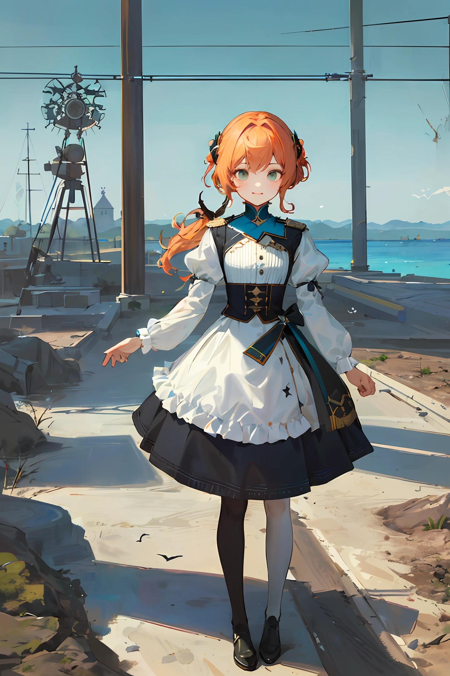 Standing painting Rococo style Excellent character design Game art Fine details Standing painting work High quality Platform scene Redhead cute cute