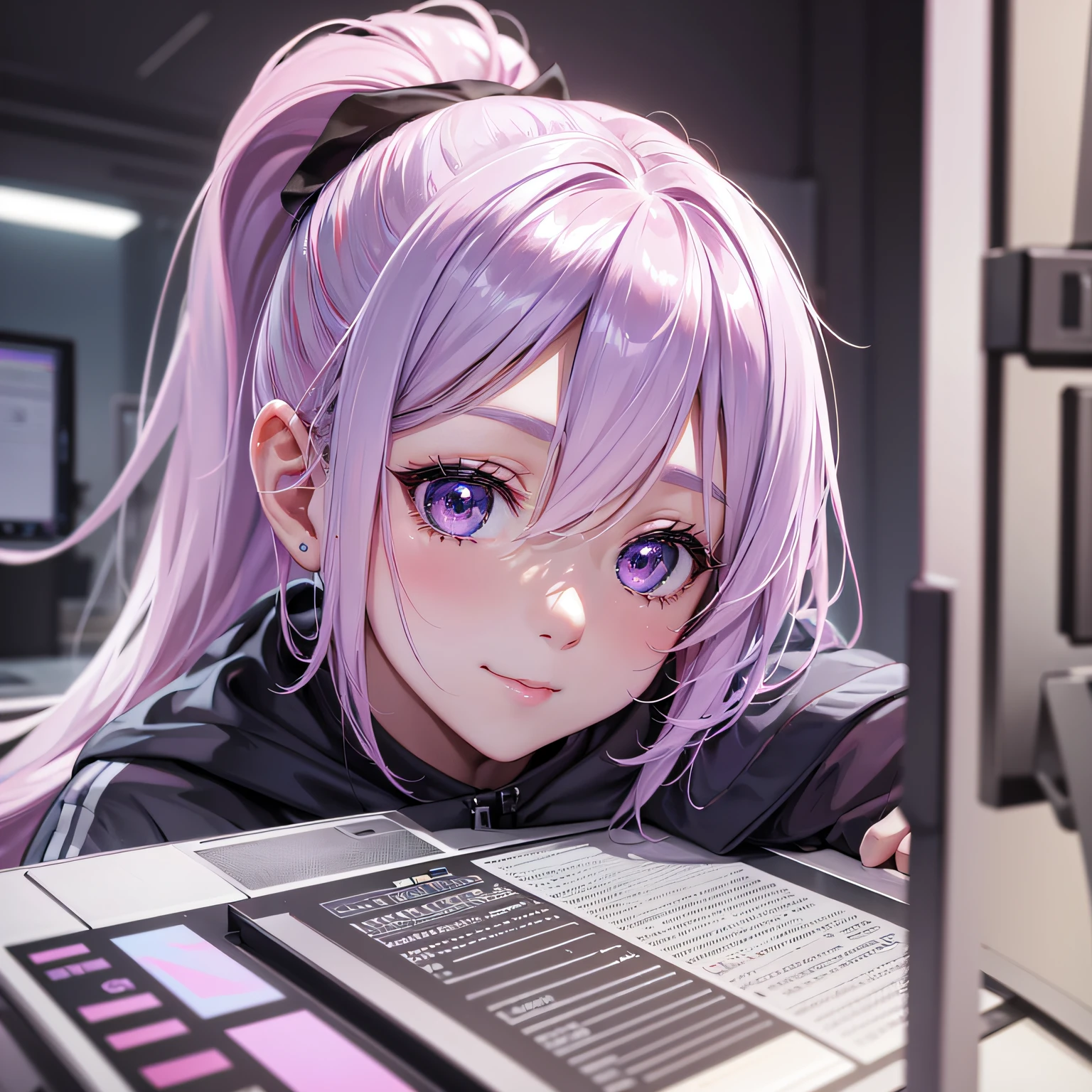 hair bobbles, wince, long eyelasher, solid circle eyes, Light smile, Ear blush, Fang, surrealism, shadowing, anaglyph, stereograms, tachi-e, angle of view, Atmospheric perspective, hyper photorealism, Ray tracing, shadowing, 8K, Super detail, curate, Best quality, hyper HD, Masterpiece, High details, Best quality,Nude --auto