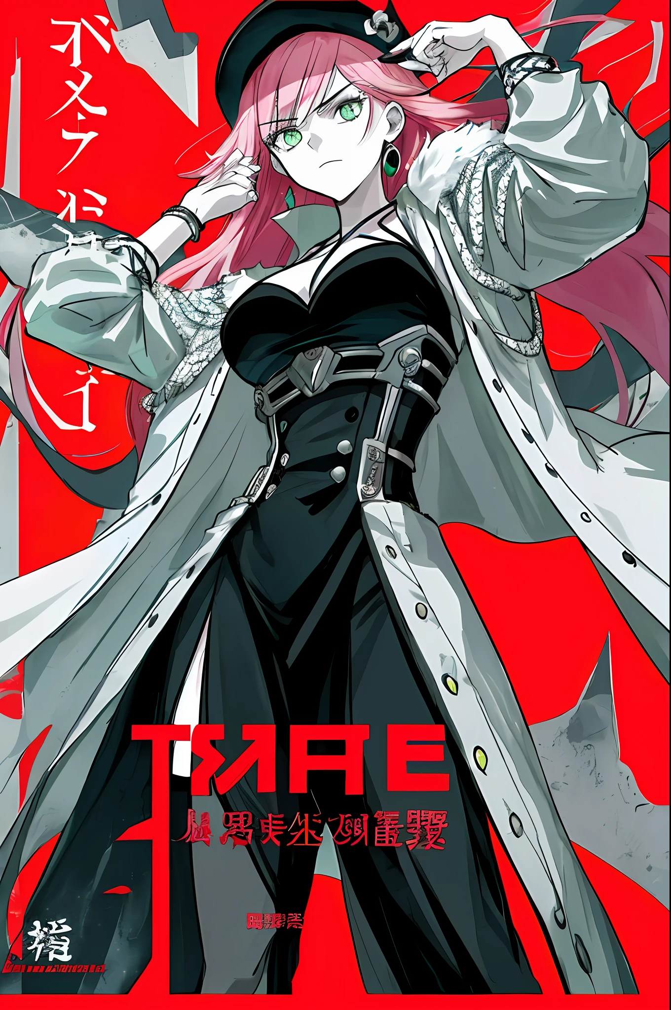((((dramatics))),(((grittiness))),(((irate)))A movie poster with a young woman as the central character。She stands confidently in the center of the poster,Wear fashion-forward attire,with a determined expression on her face。The background is dark and tough,There is a sense of danger and intensity。The text is bold and eye-catching,With catchy slogans,Adds to the overall feeling of drama and excitement。The color palette is predominantly dark,With bright colors,giving the poster a dynamic and visually striking appearance,tachi-e (Magazines:1.3),(Cover style:1.3),Fashionab,woman,with dynamism,garments,posing on a,frontage,rich colourful,dyna,Background with,element in,self-assured,Expressing the,halter,statement,Accessories,A majestic,coil,Runt,Touching pubic area,Scenes,text,Cover of a,Bold,attention-grabbing,titles,Fashionab,typeface,Catchy,titles,more big,attention-grabbing, modern day, Fashionab, focal, Fashionab,(Best quality at best,tmasterpiece),1girll,galaxias,glitters,shift dresses,校服,The upper part of the body,Dark mechanical background,looking at viewert,Pink-haired girl,Pink Long Hair,White-colored skin,Emerald green eyes,epic anime
