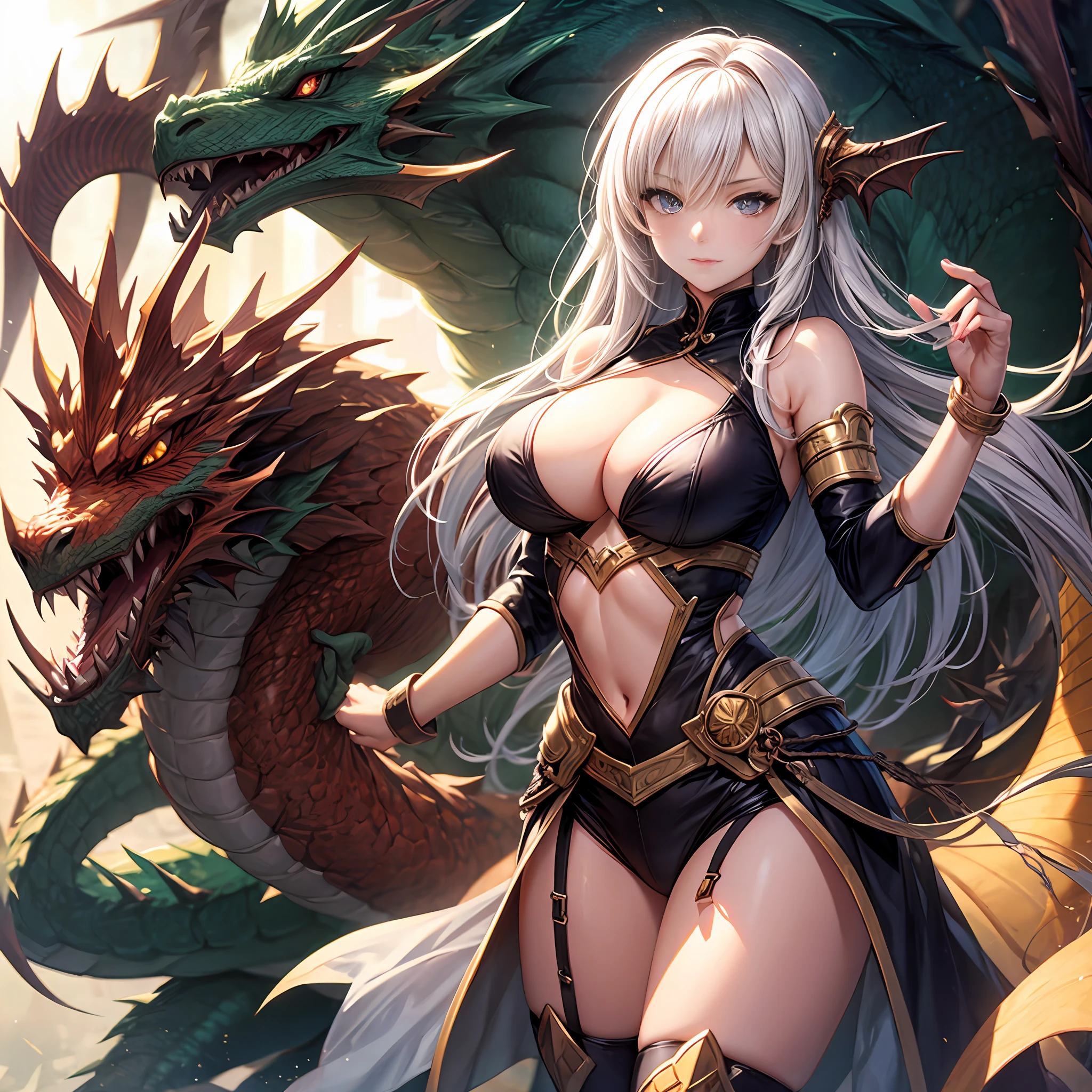 dragon girl,combats,mature,sexy breast