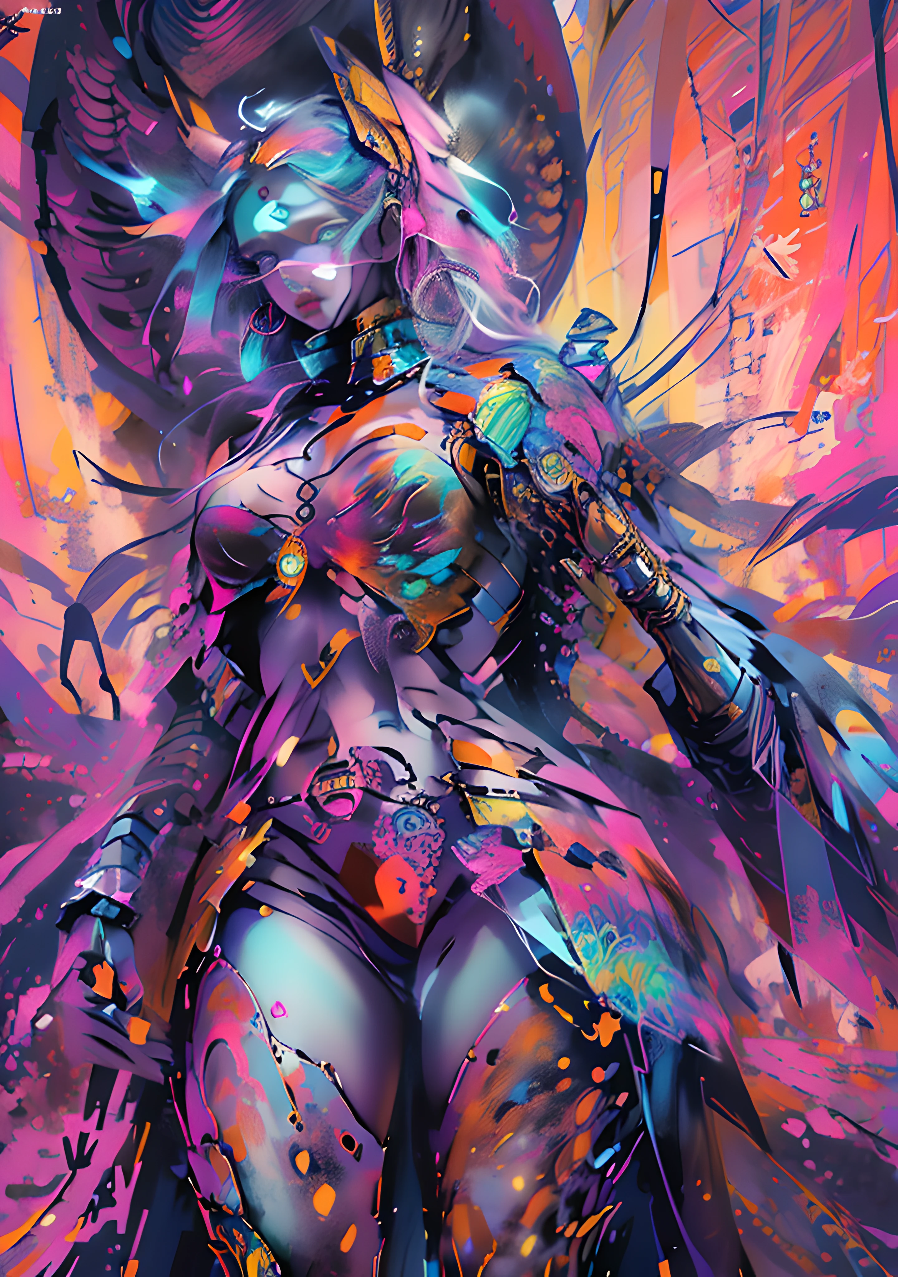(masterpiece, top quality, best quality, official art, beautiful and aesthetic:1.2), extreme detailed,(fractal art:1.3),colorful,highest detailed in ultra detailed complex biomechanical ,blue skin goddess and god standing on top of a mountain top holding eachother ,whole body and legs,extreme detailed,colorful,highest detailed, official art, gold leaf ,glitter art ,unity 8k wallpaper, ultra detailed, beautiful and aesthetic, beautiful,fractal art,hr giger cave filled with rocks and stones and stalagmites and crystals, puddle,(best-quality:0.8), (best-quality:0.8), perfect anime illustration,(turbine:1.2), BREAK