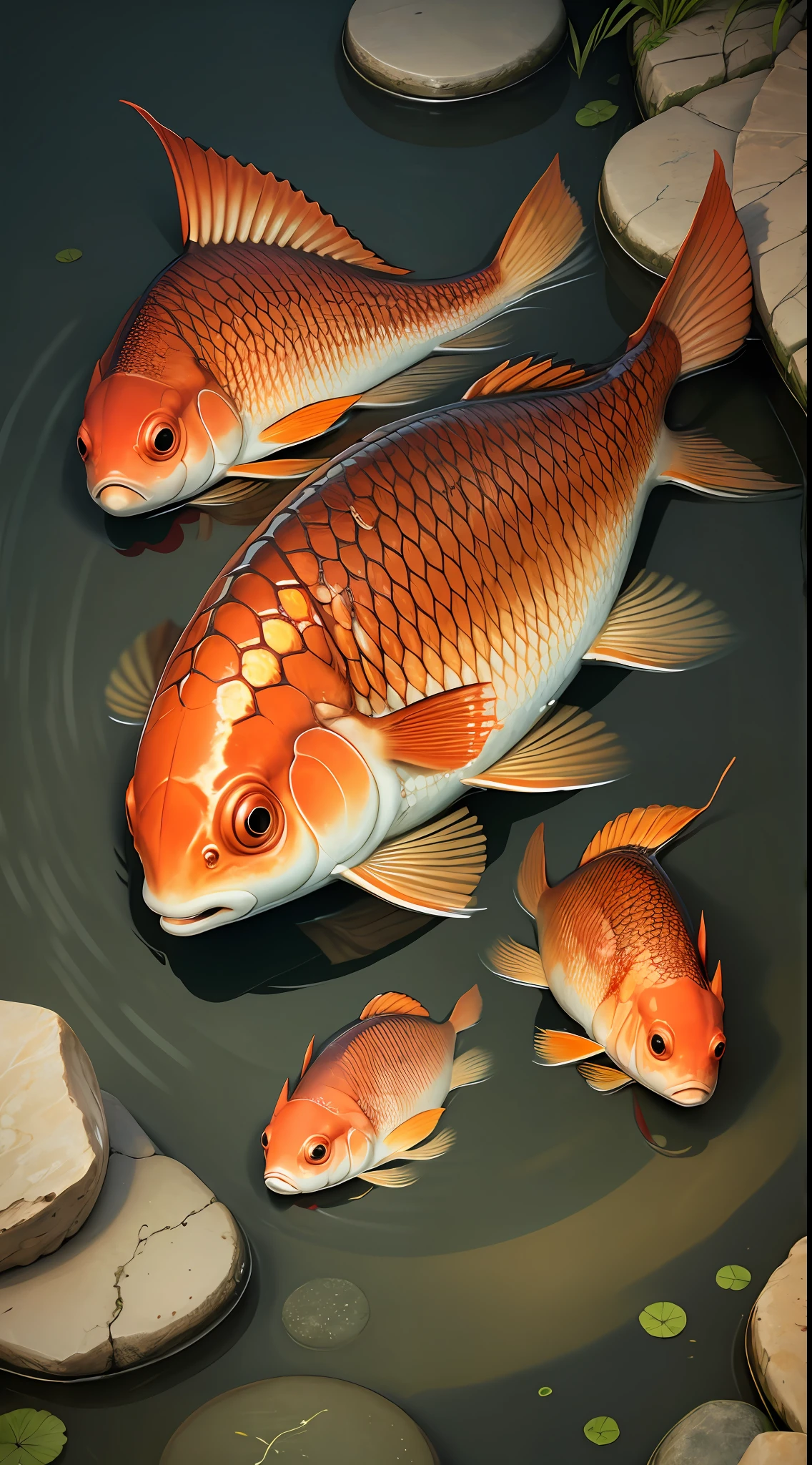 Schools of carp,red colour,There is a symbol of wealth,In the pond,Close-up,in the water --auto