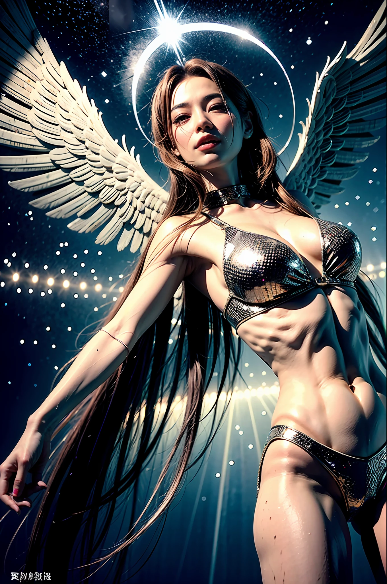 (tmasterpiece)Best Picture Quality,hoang lap,intricately details:0.2,angelicales,the angel's wings,galactic,Skysky,A flashing halo,Strong focus,Crackling energy,Mysterious symbol,sparkling motes。